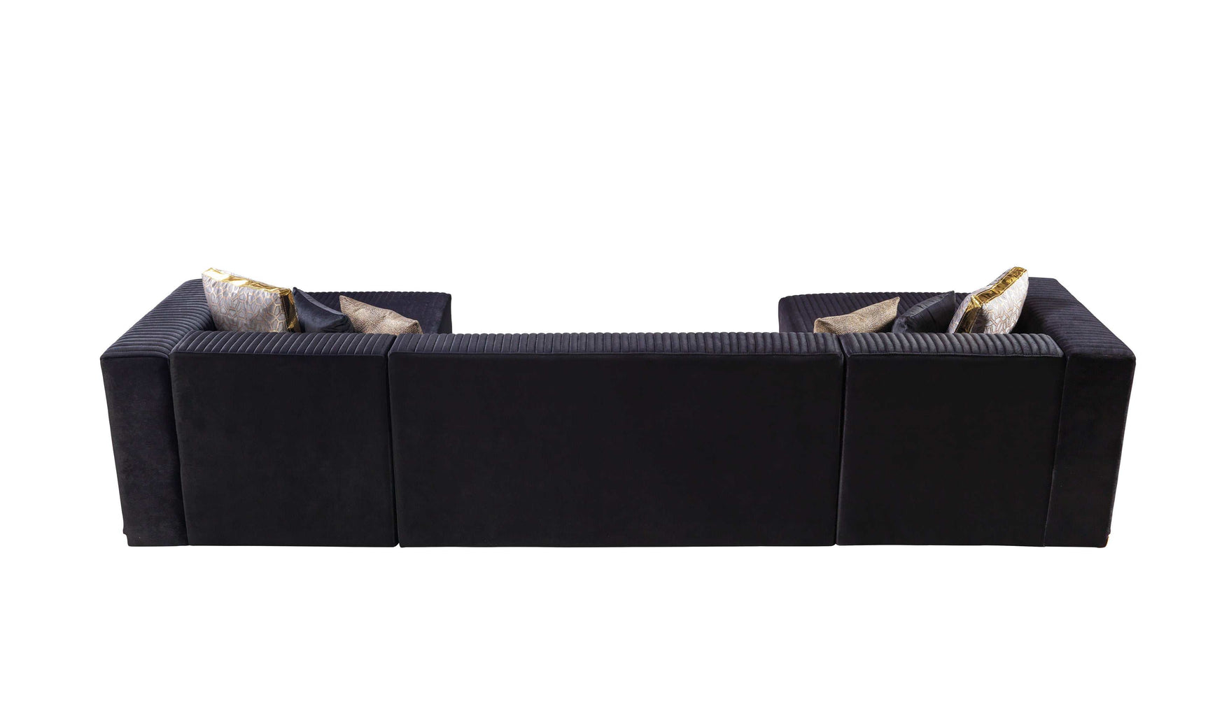 Juliana Black Velvet 4-Piece Sectional - Ornate Home