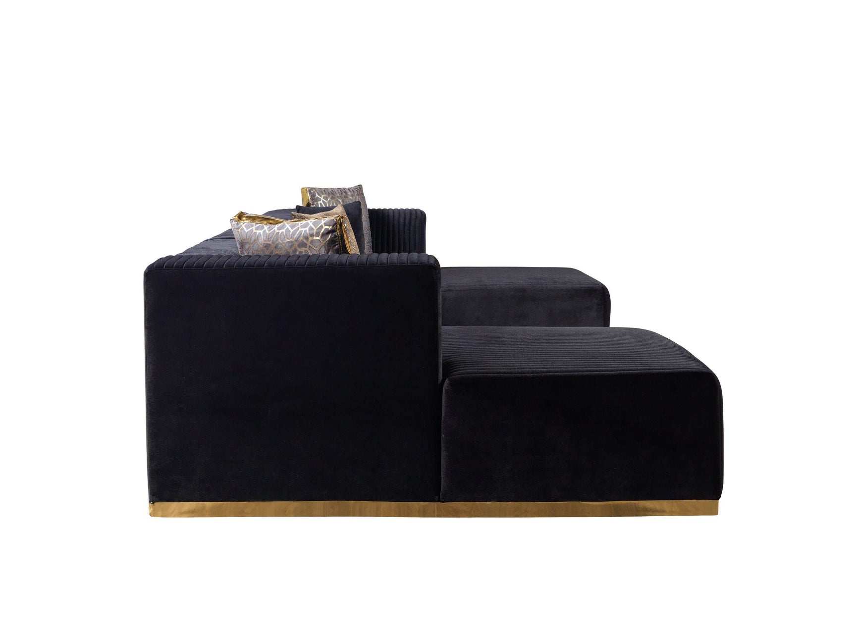 Juliana Black Velvet 4-Piece Sectional - Ornate Home