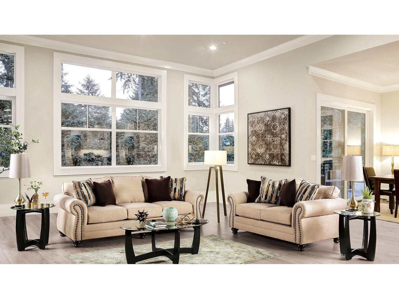 Kailyn Sand Stationary Sofa & Loveseat 2pc - Ornate Home