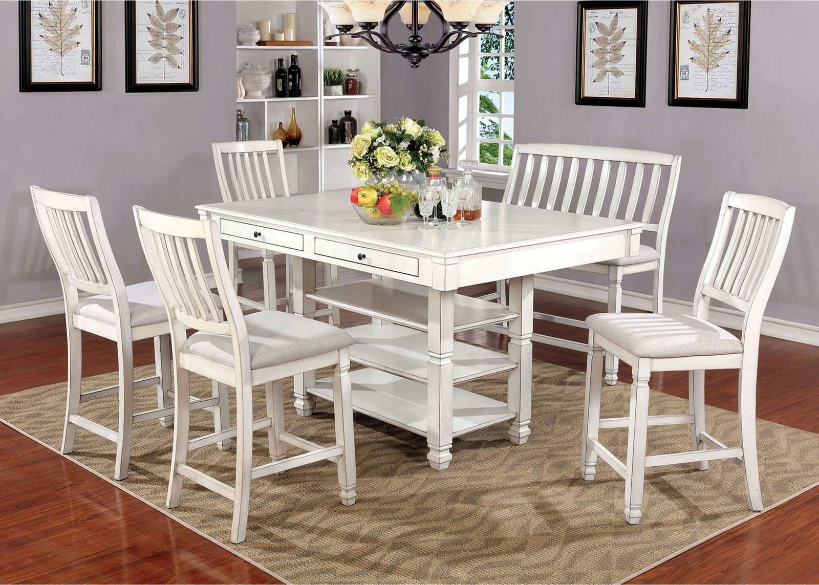 Kaliyah Antique White Counter Ht. Dining Chair (Set of 2) - Ornate Home