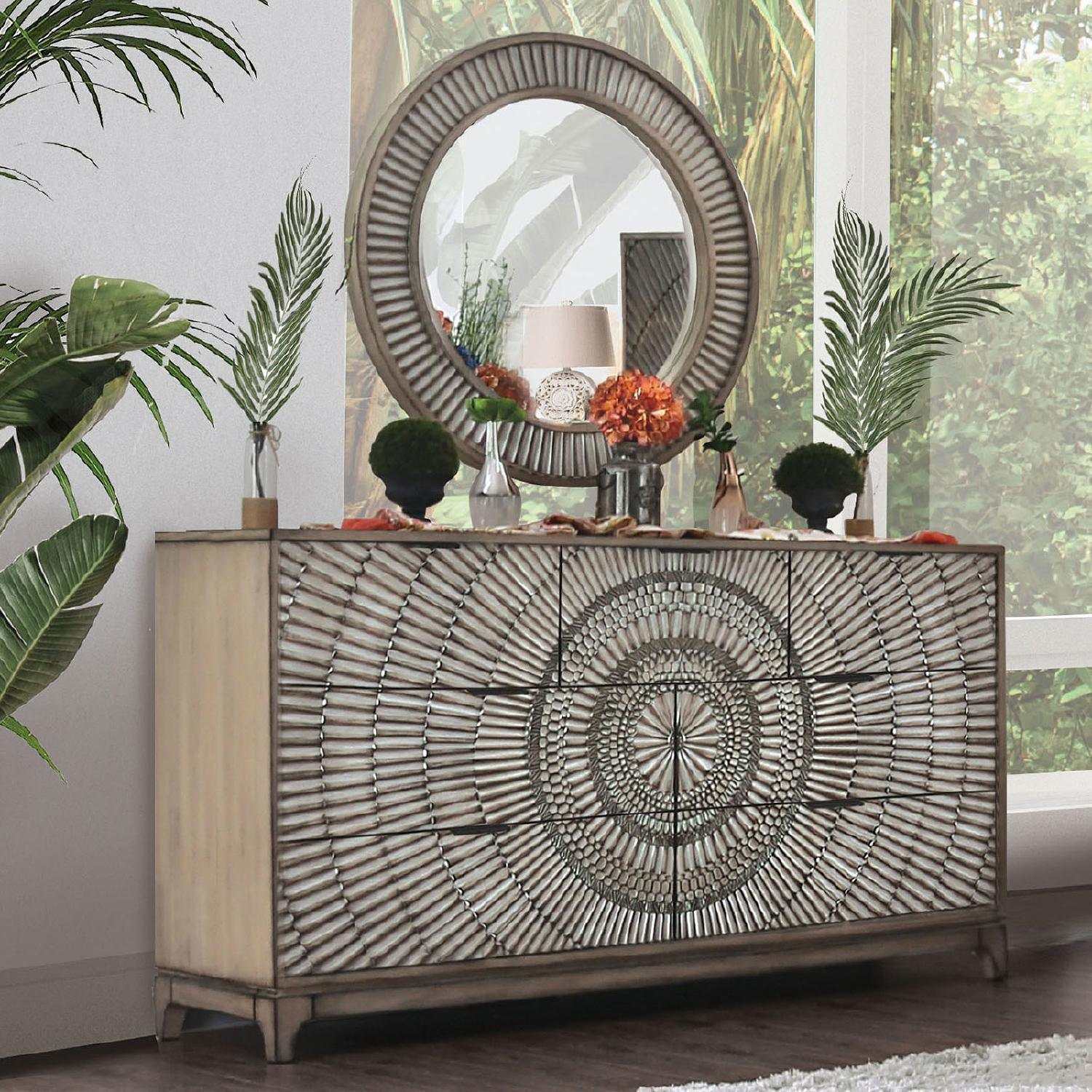 Kamalah Antique Gray Mirror - Ornate Home