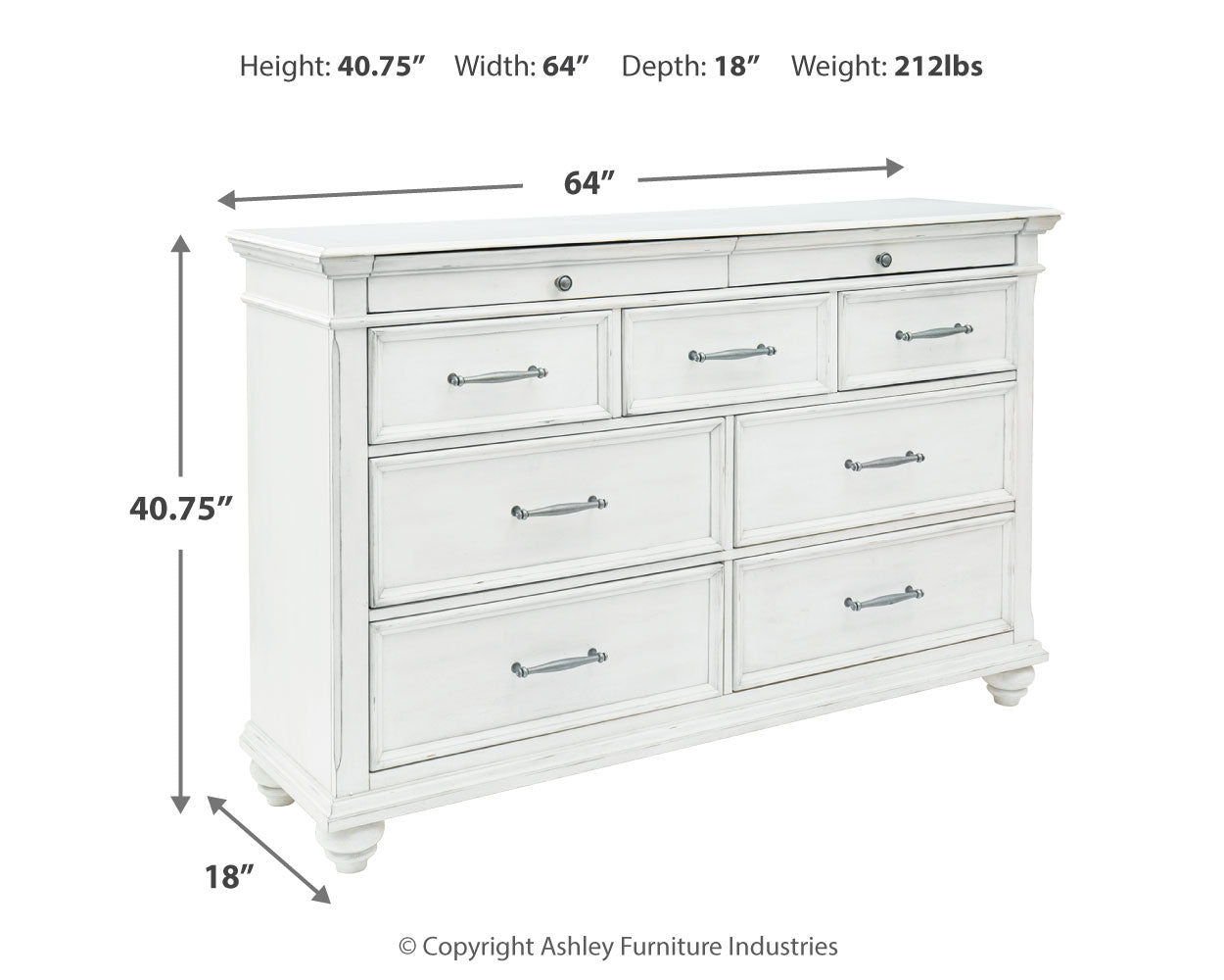 Kanwyn Whitewash Dresser - Ornate Home