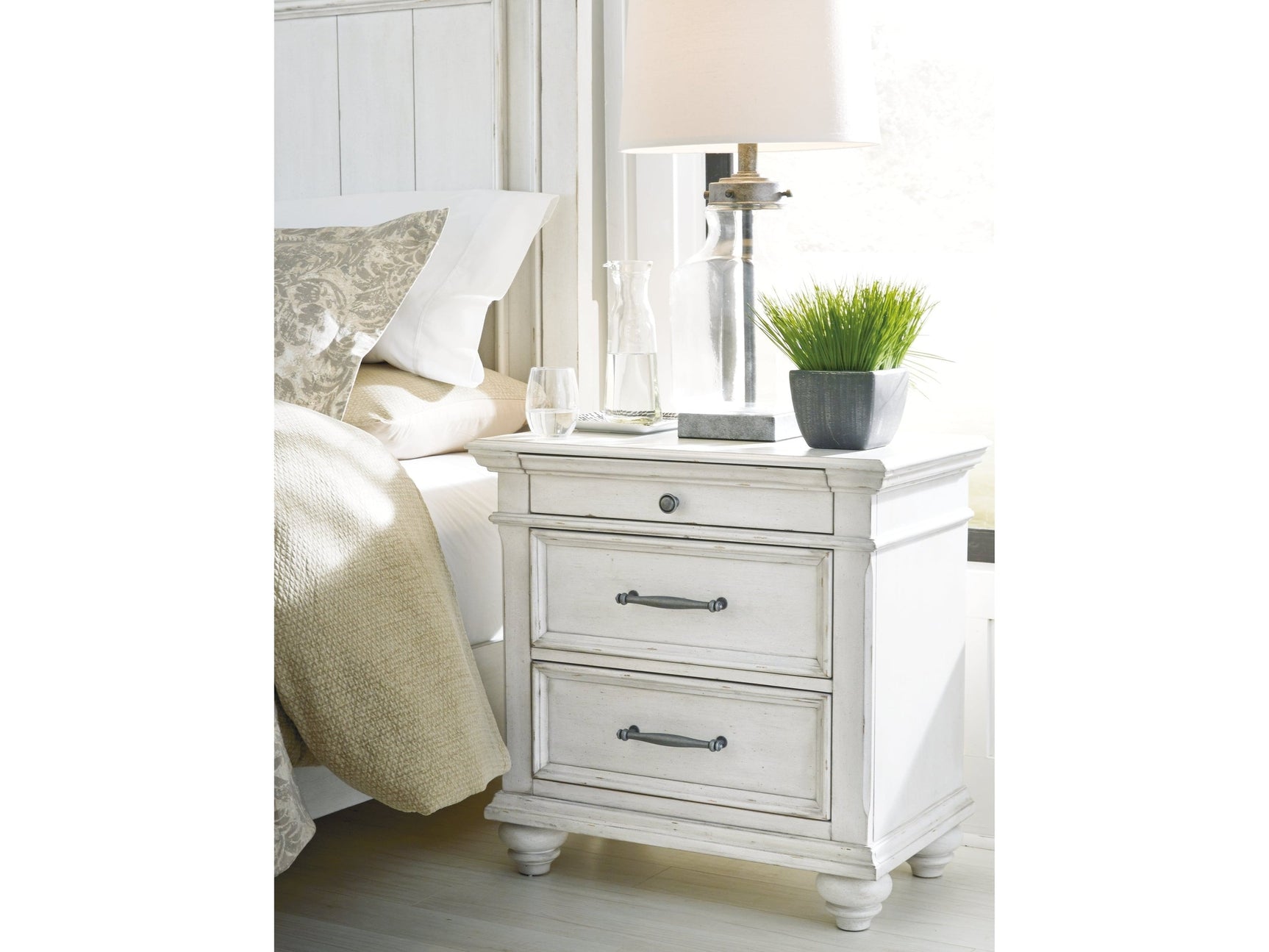 Kanwyn Whitewash Nightstand - Ornate Home