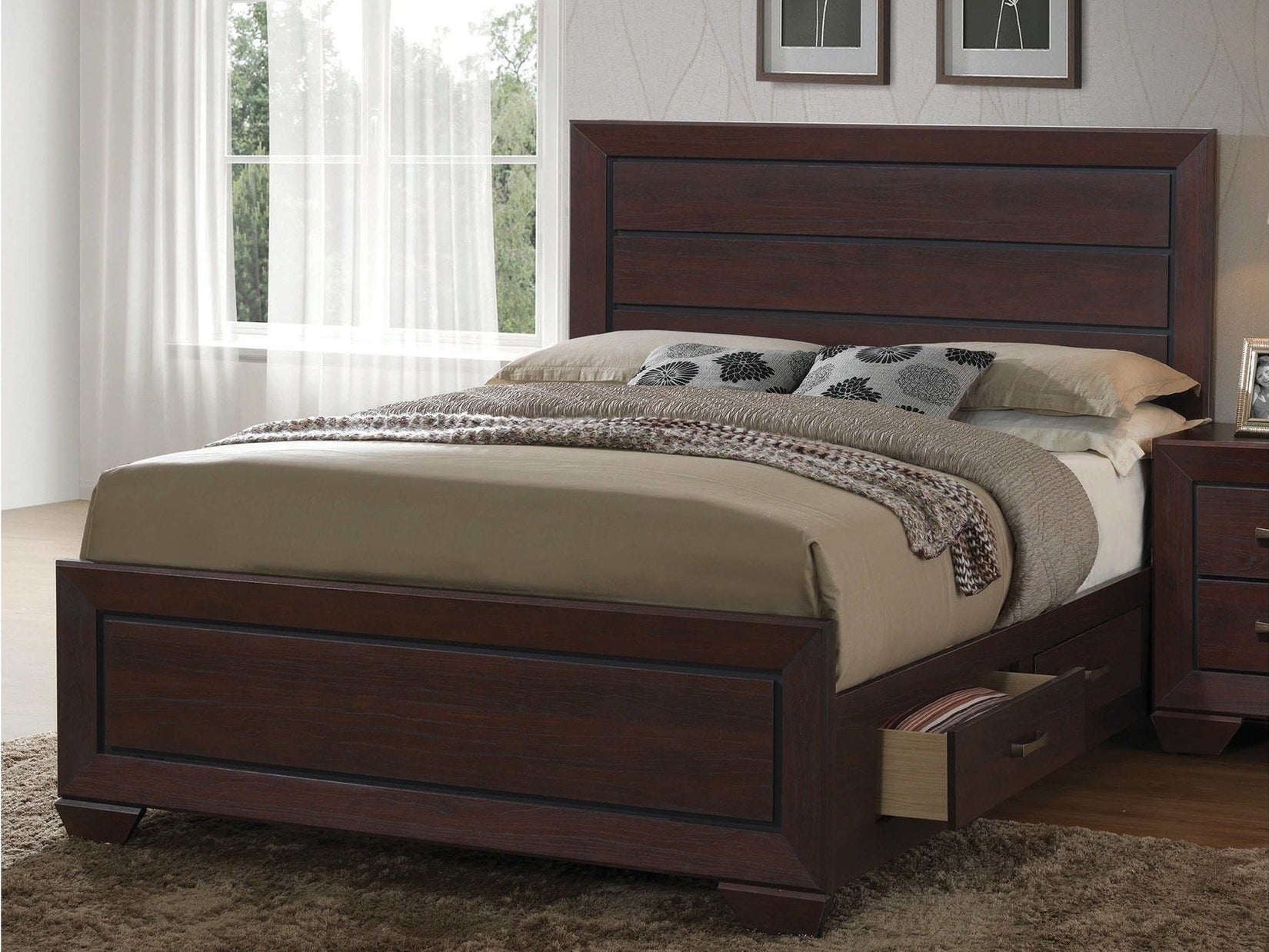 Kauffman Dark Cocoa California King Storage Bed - Ornate Home