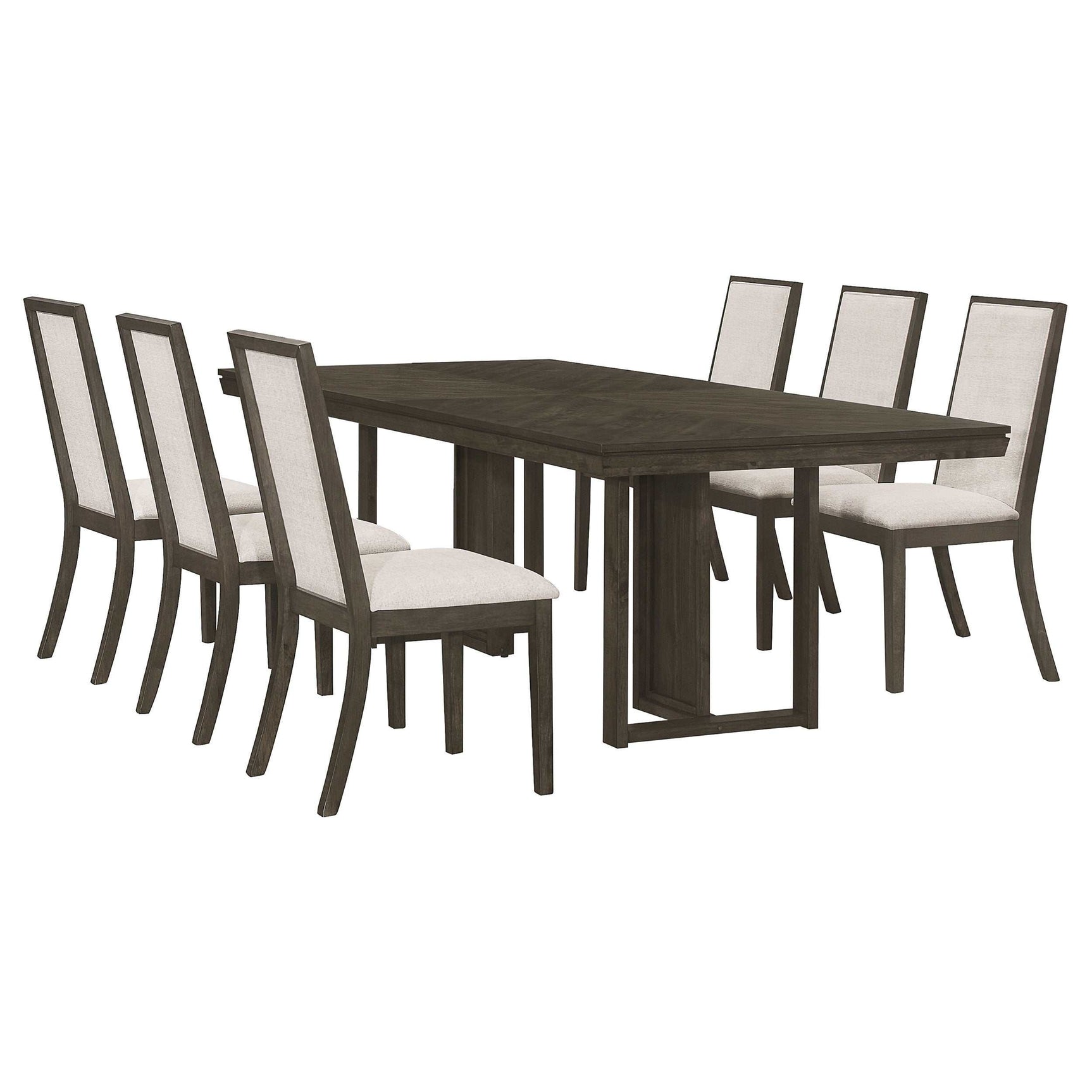 Kelly Beige / Dark Grey 7 Pc Dining Set - Ornate Home