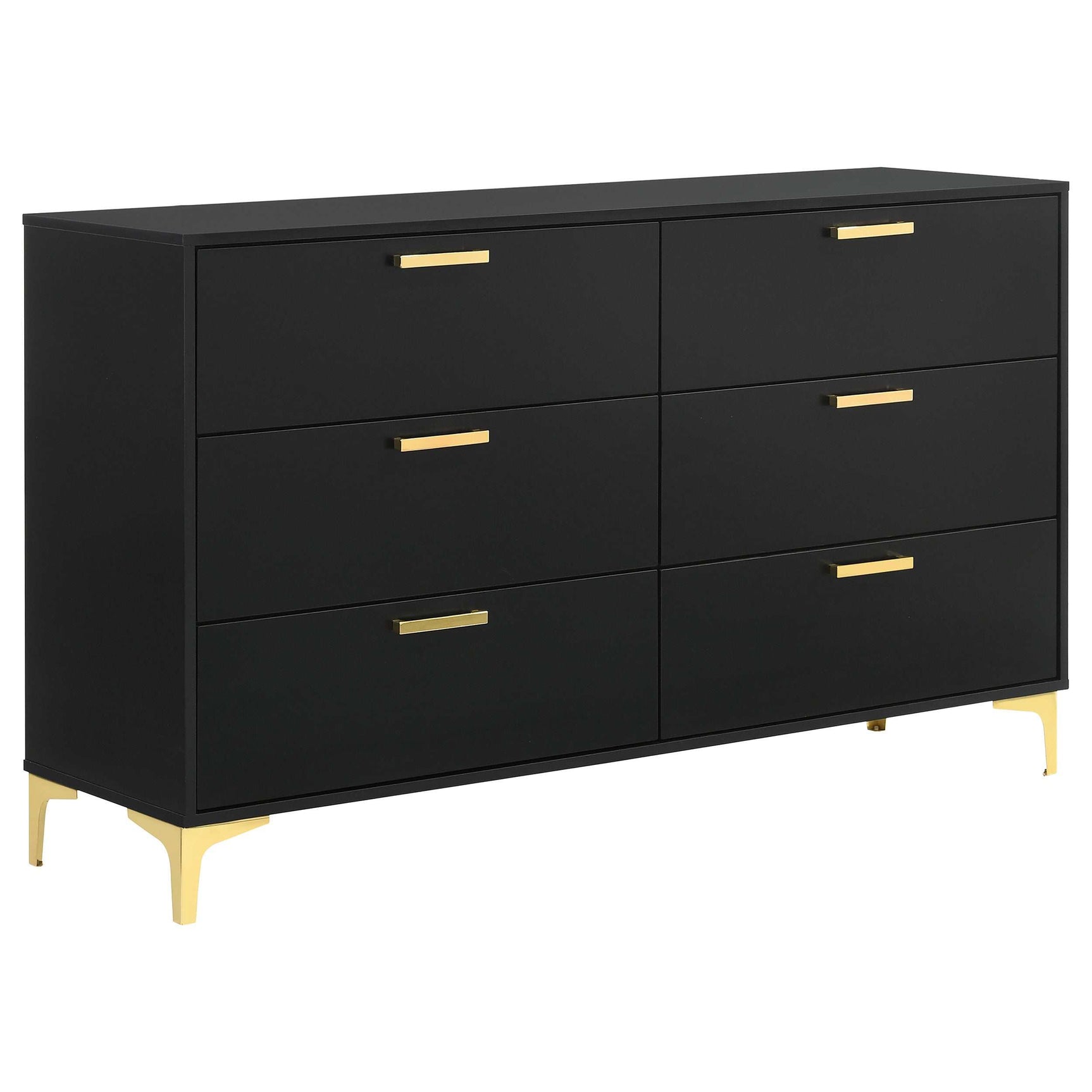 Kendall Black / Gold Eastern King Bed 4 Pc Set - Ornate Home