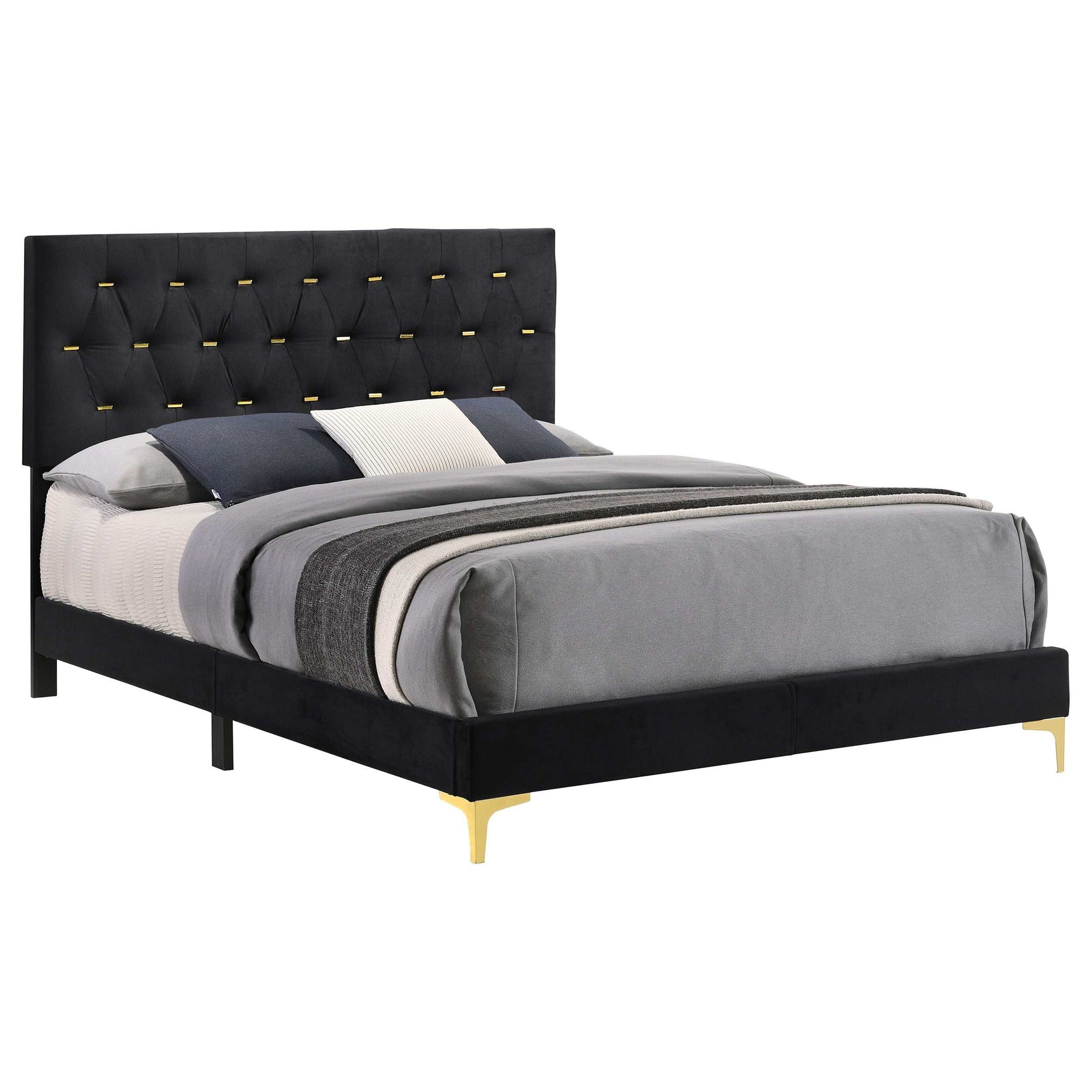 Kendall Black / Gold Eastern King Bed - Ornate Home