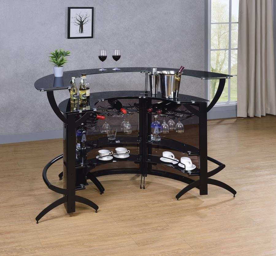 Kendall Black & Smoke Bar Unit (Set Of 3) - Ornate Home