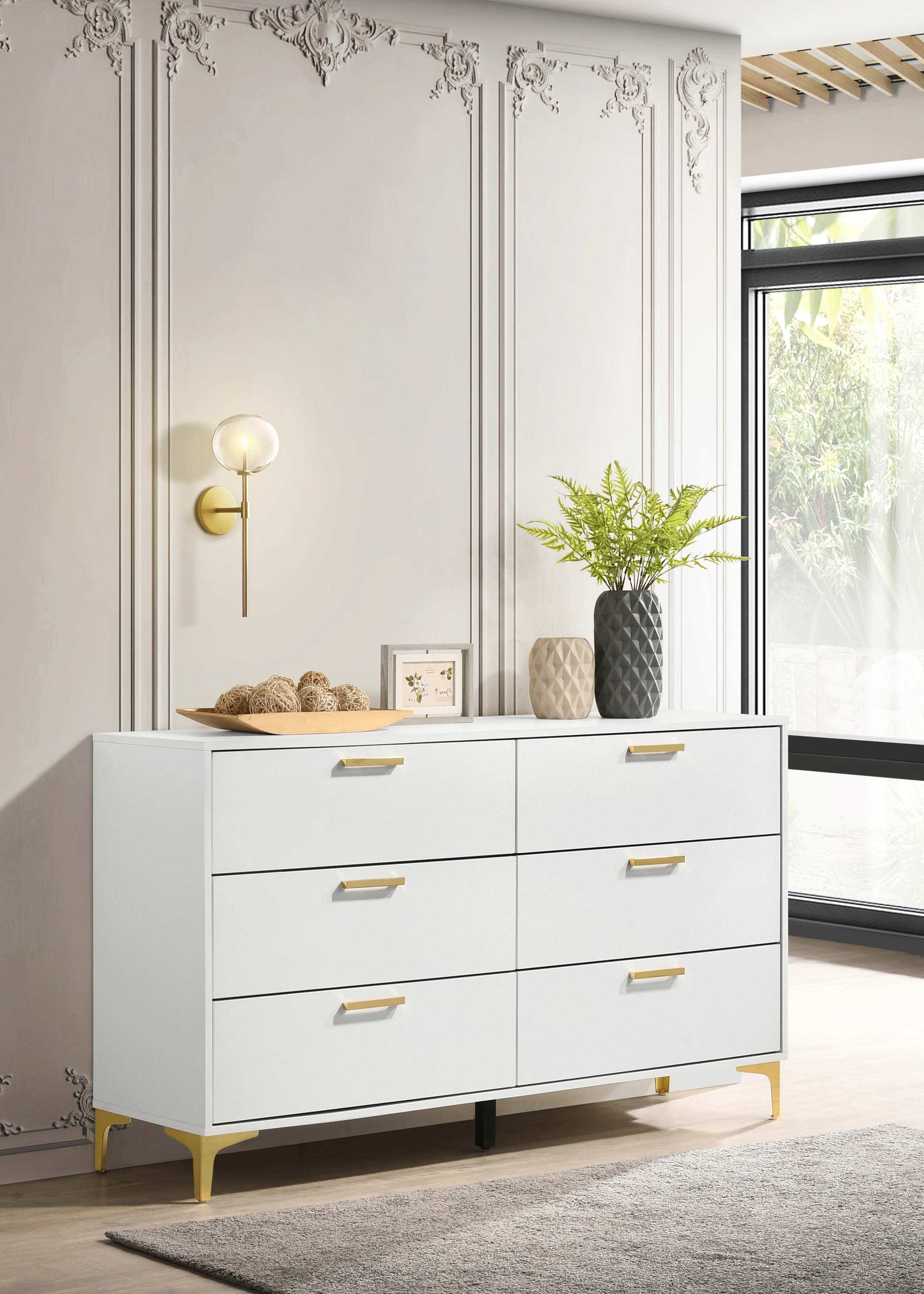 Kendall White / Gold Dresser - Ornate Home
