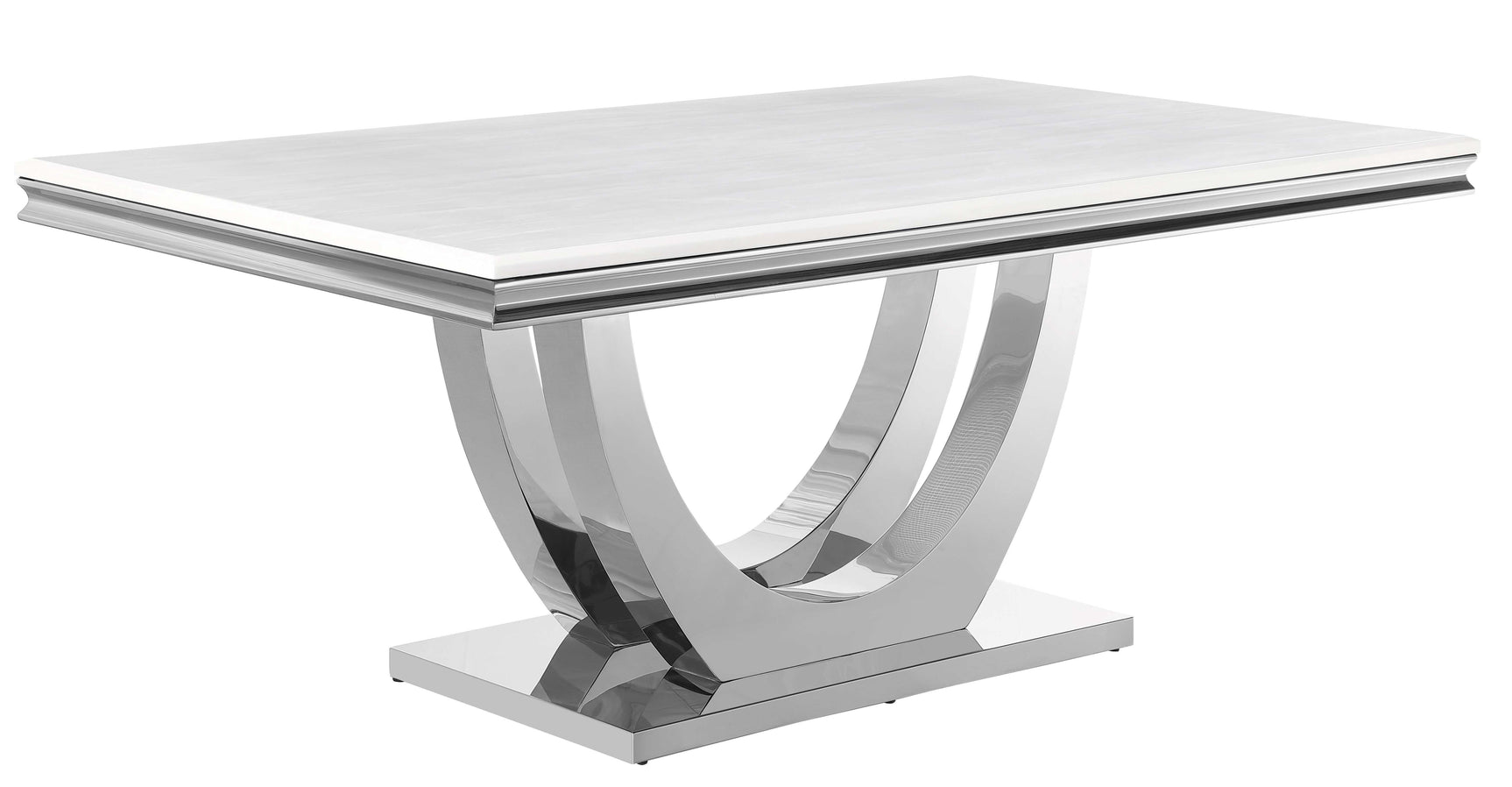 Kerwin White & Chrome Dining Room Set / 5pc - Ornate Home