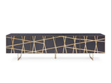 Kilson Black Oak & Champagne Gold 87" TV Stand - Ornate Home