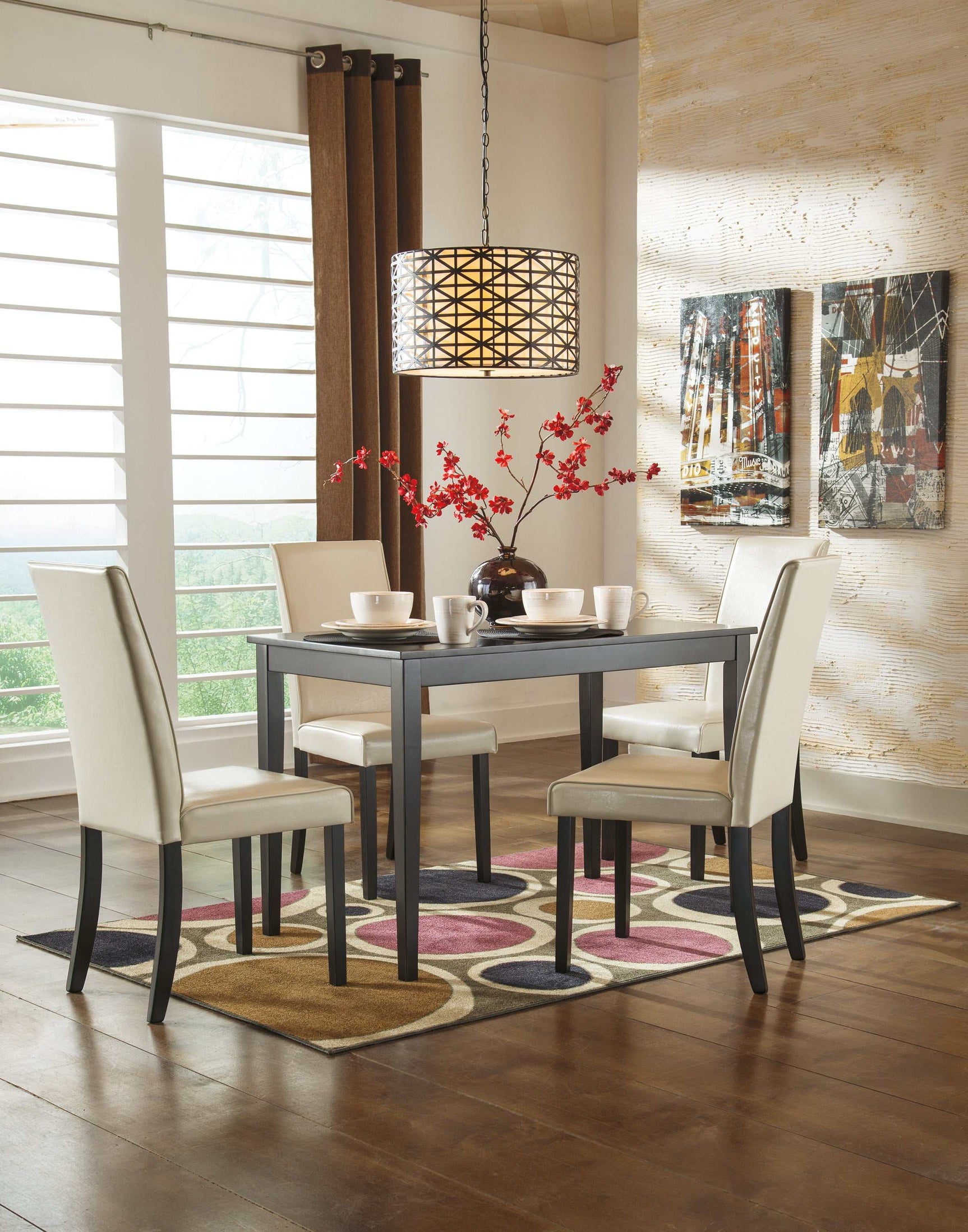 Kimonte Faux Leather Dining Room Set / 5pc - Ornate Home