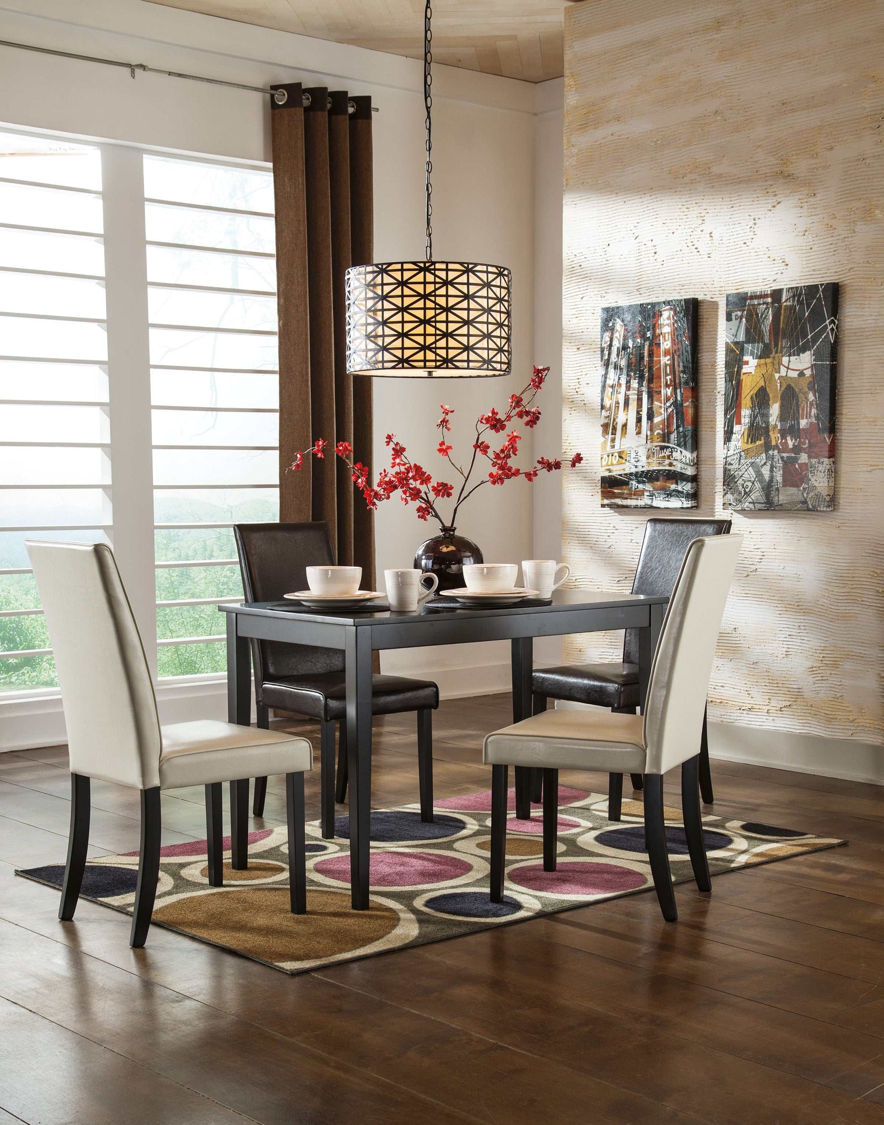 Kimonte Faux Leather Dining Room Set / 5pc - Ornate Home