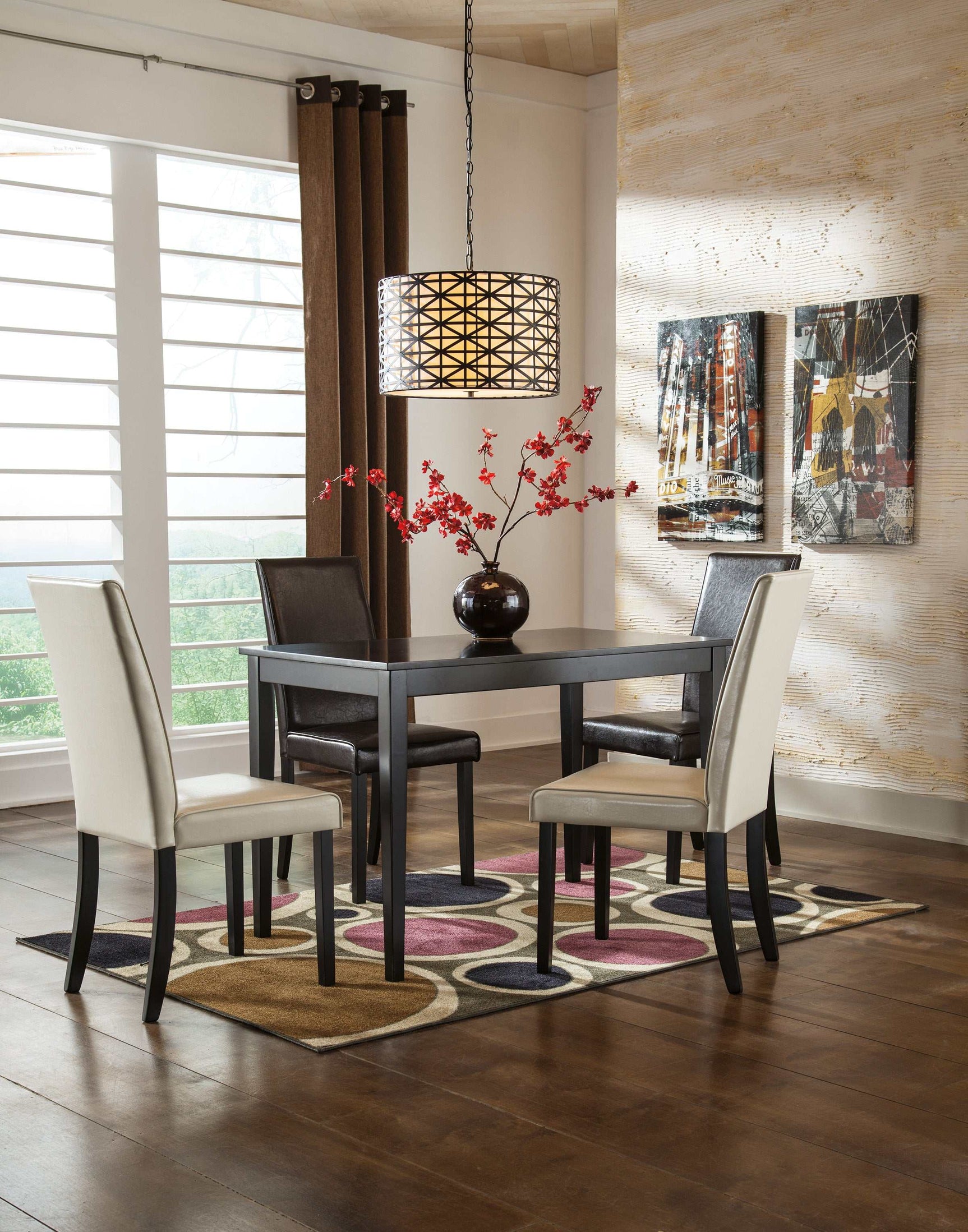 Kimonte Faux Leather Dining Room Set / 5pc - Ornate Home