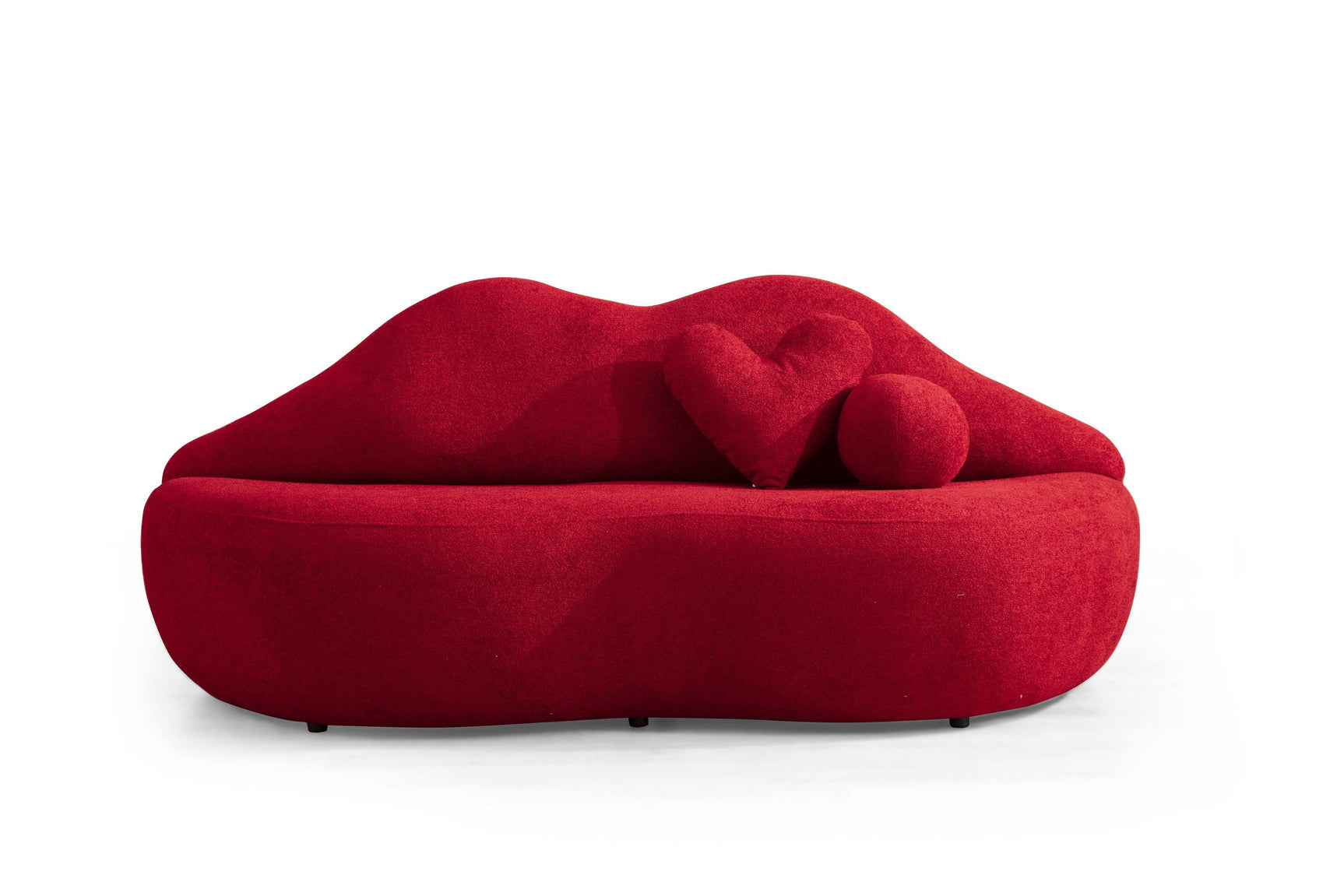 Kiss Boucle Loveseat w/ Round Ottoman & Stool - Ornate Home