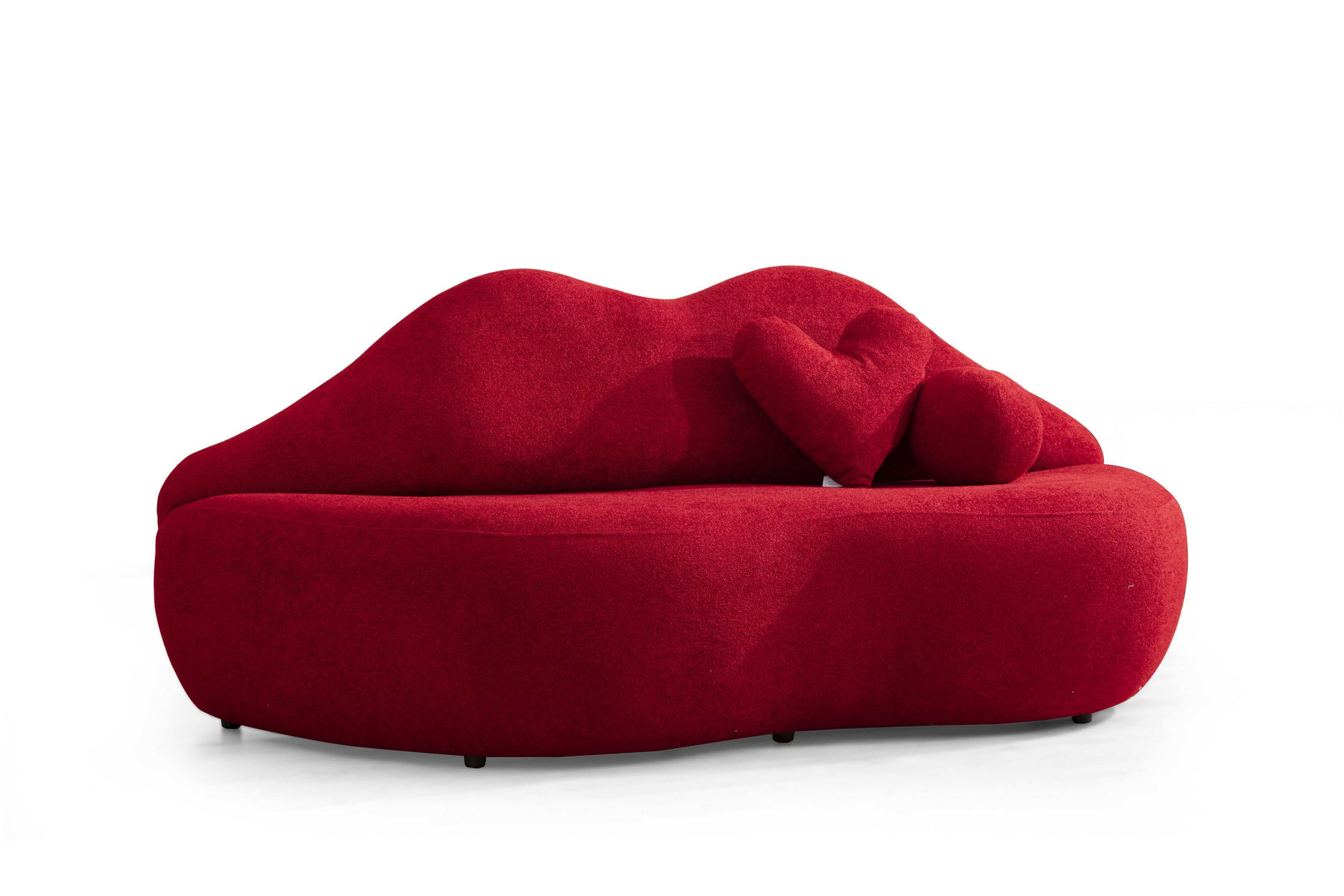 Kiss Boucle Loveseat w/ Round Ottoman & Stool - Ornate Home