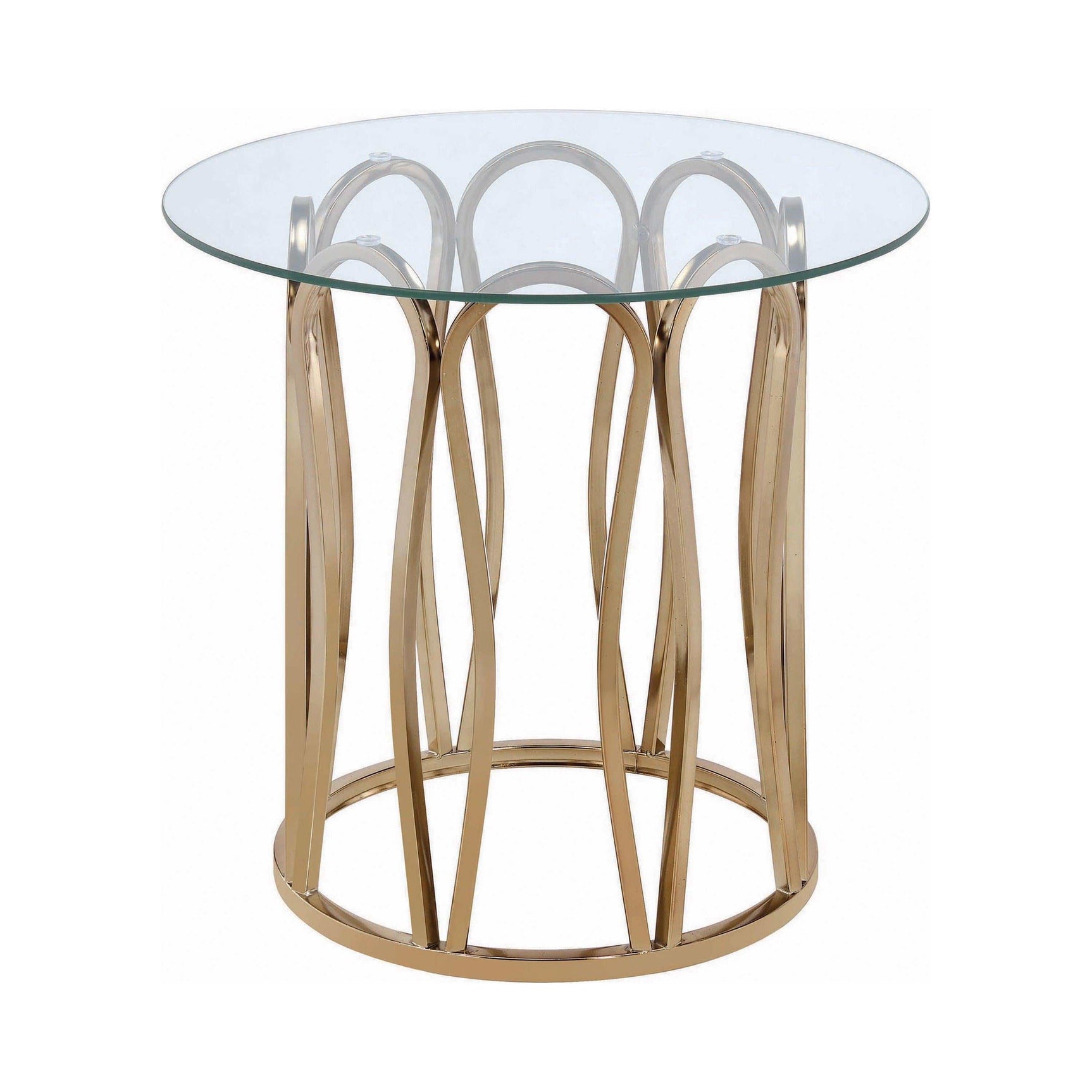 Koda Chrome & Clear Round End Table - Ornate Home