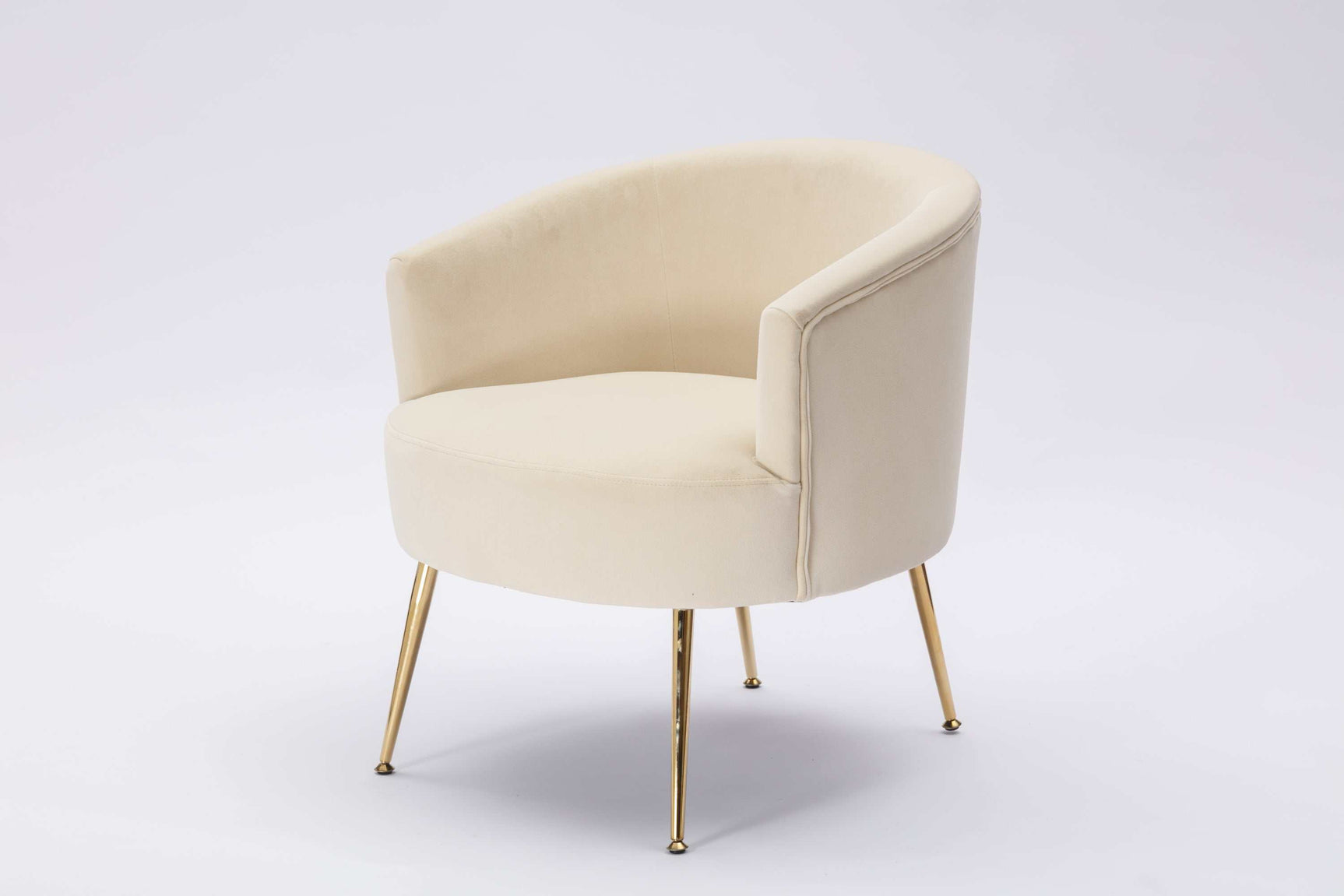 Kruse Velvet Accent Tub Barrel Chair Beige - Ornate Home