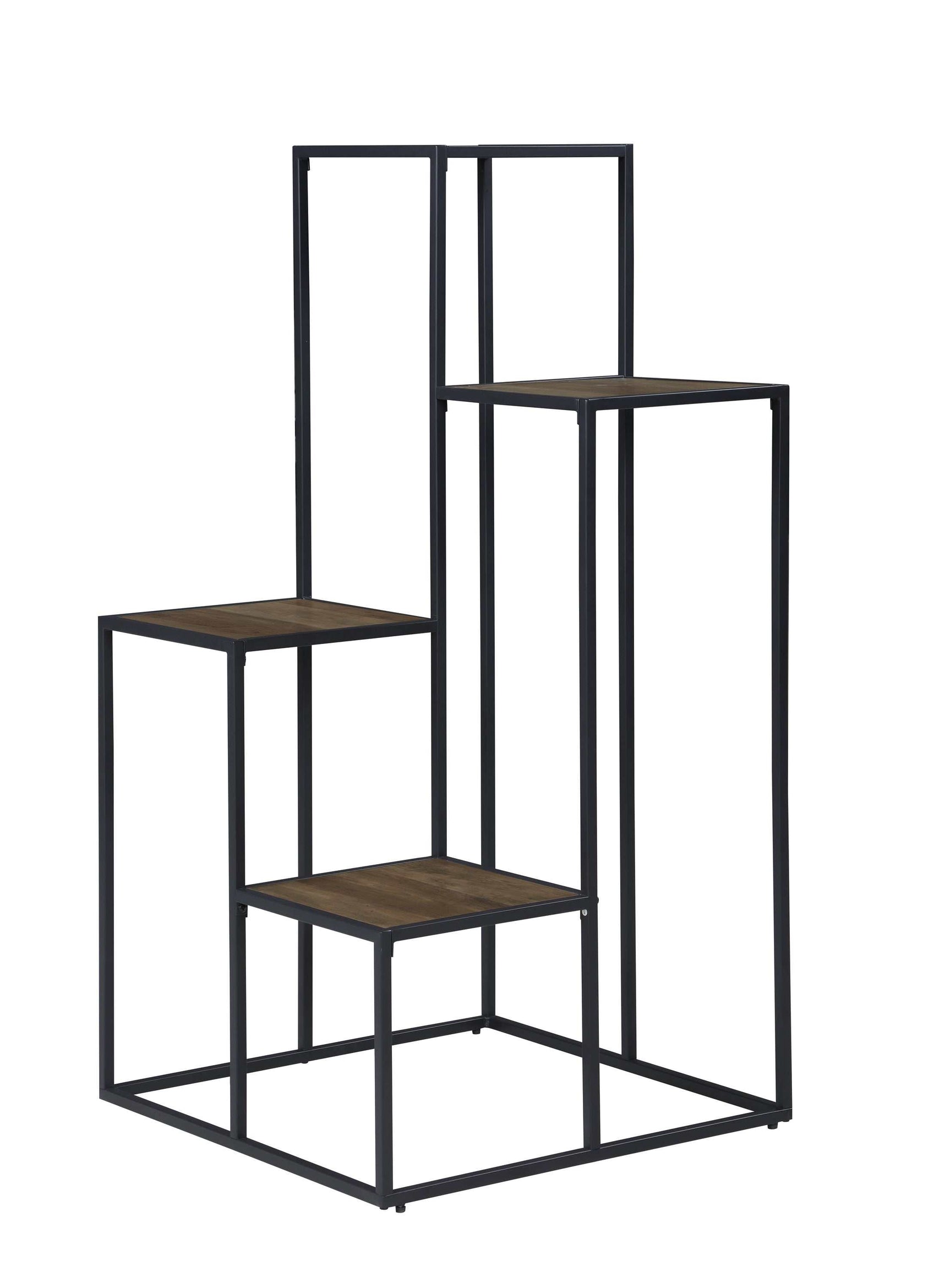 Kyal Rustic Brown & Black 4-Tier Display Shelf - Ornate Home