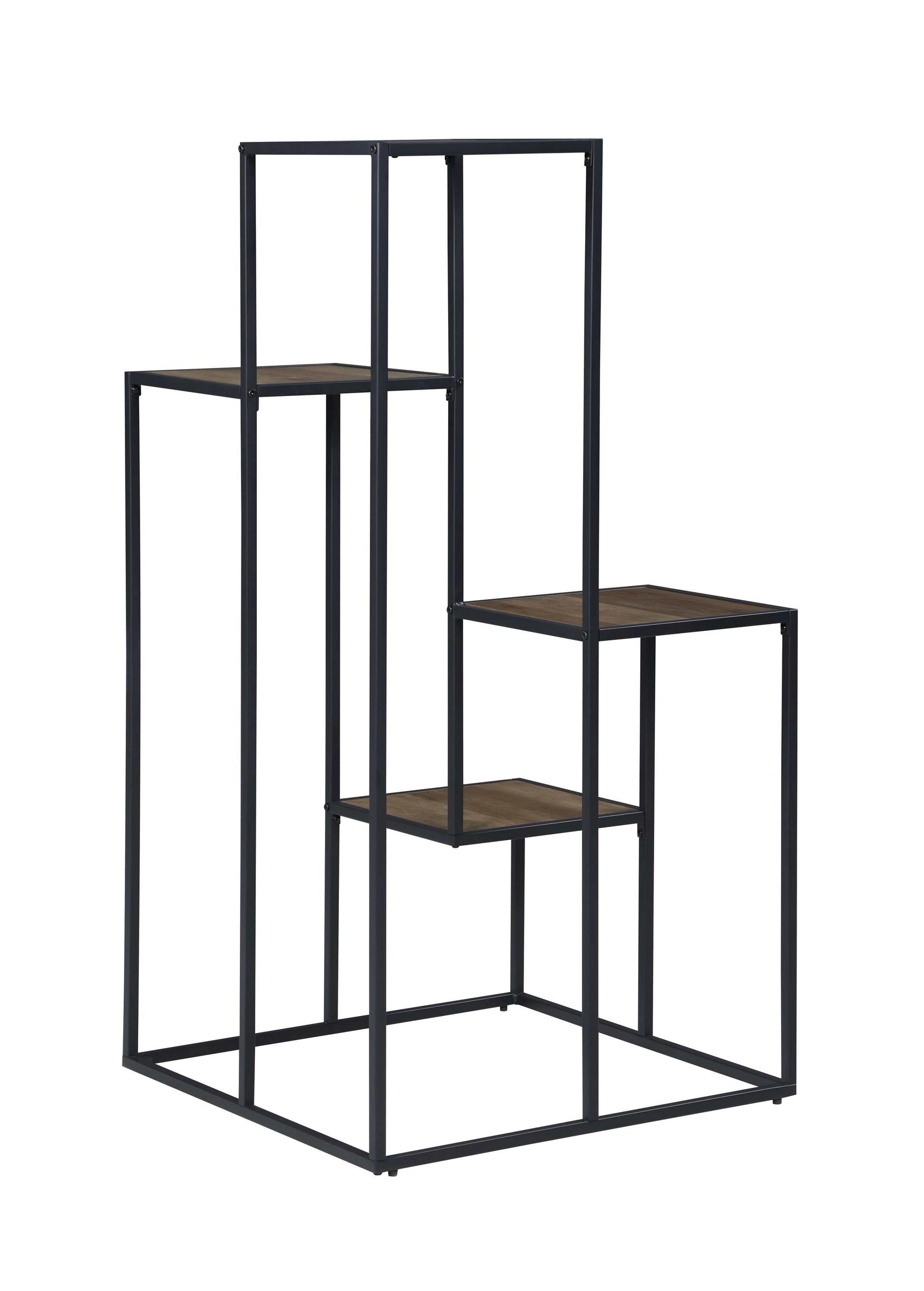 Kyal Rustic Brown & Black 4-Tier Display Shelf - Ornate Home