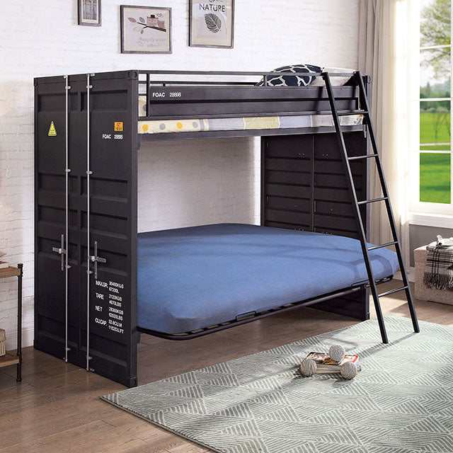 Lafray Black Twin Bunk Bed w/ Futon Base - Ornate Home
