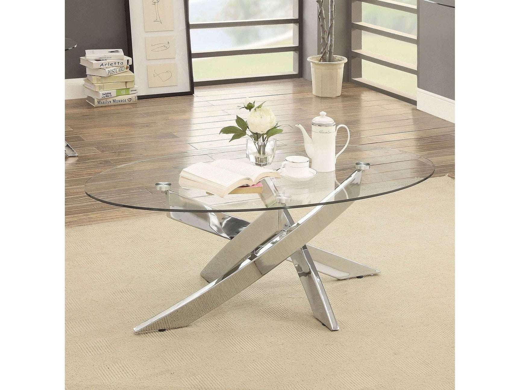 Laila Chrome & Glass Coffee Table - Ornate Home