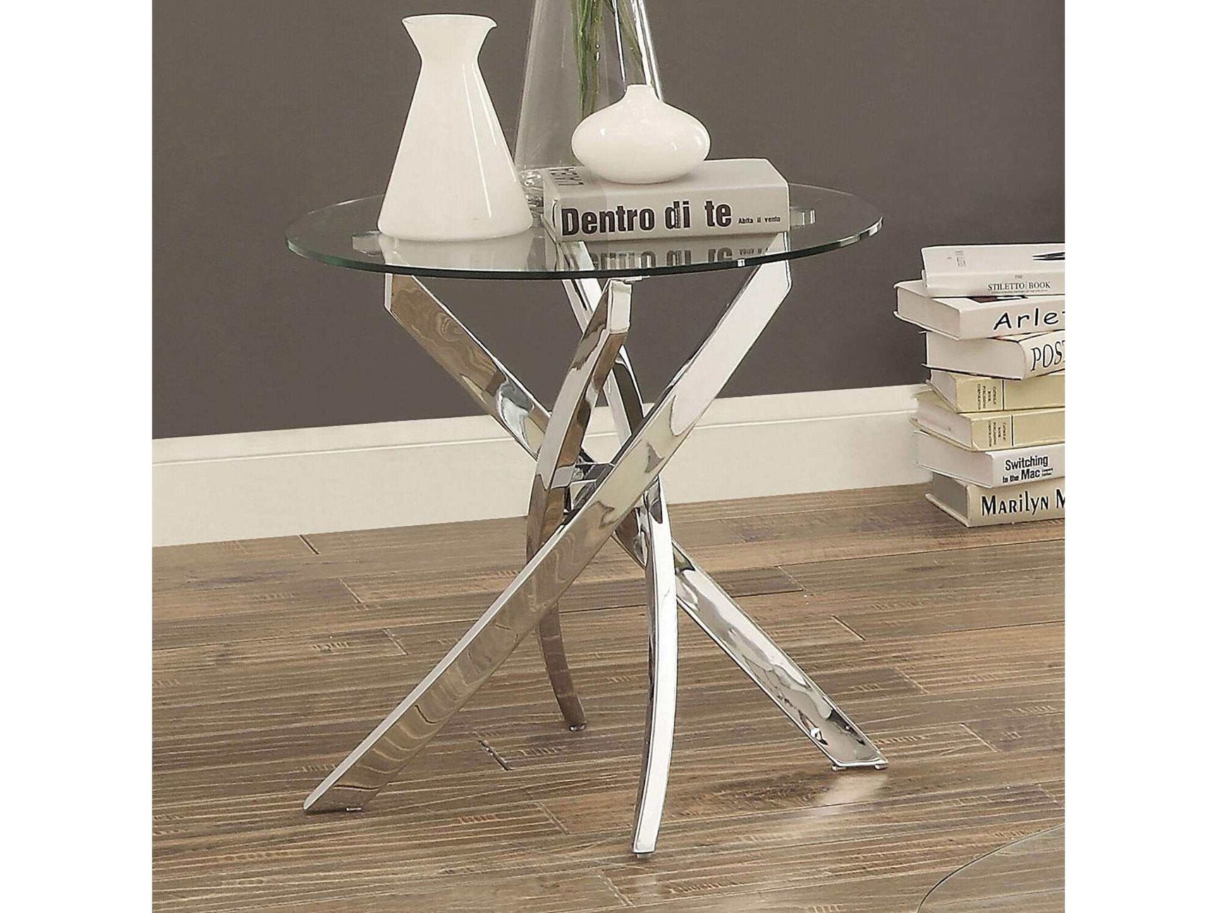 Laila Chrome & Glass End Table - Ornate Home