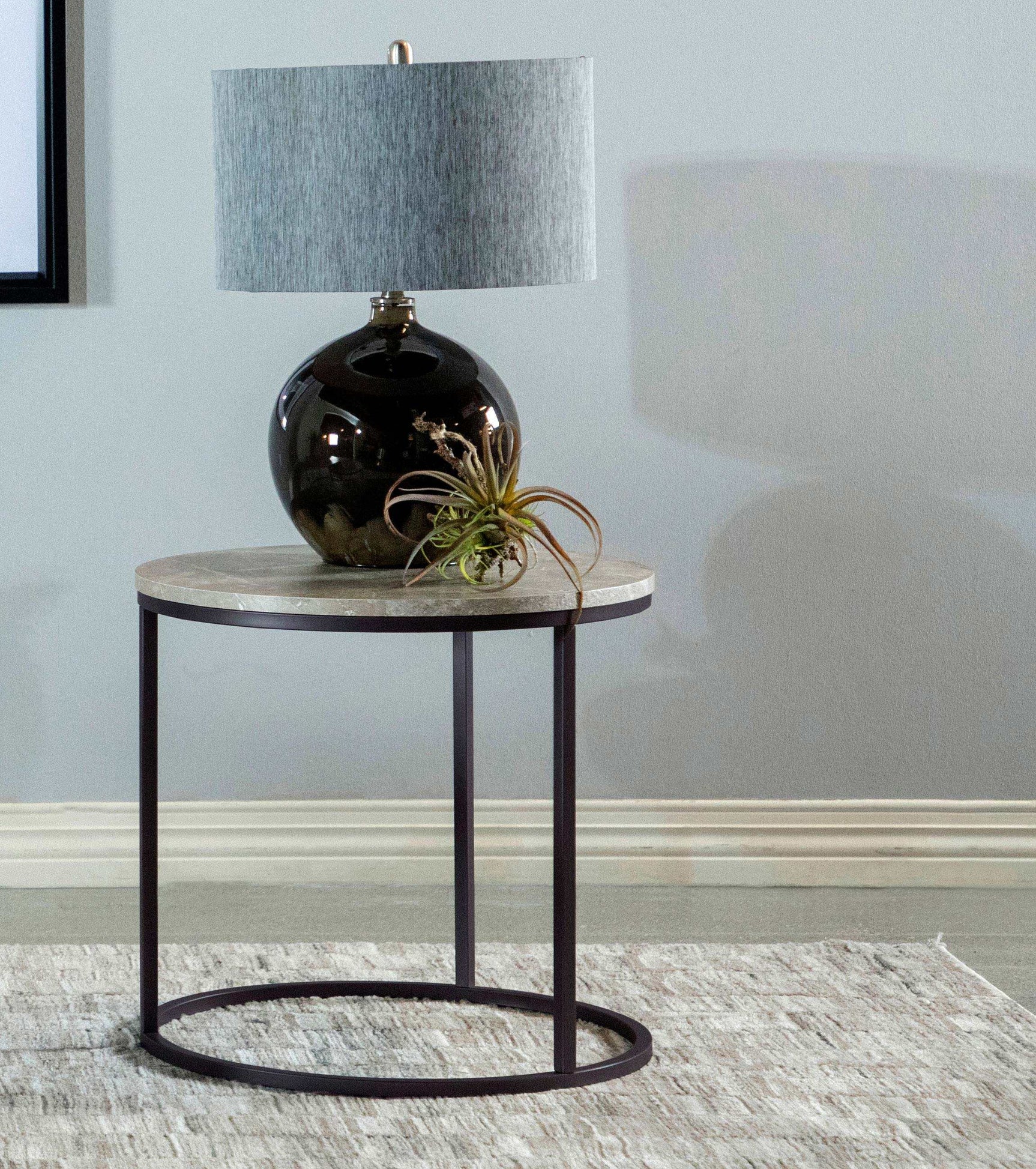 Lainey Grey Faux Marble / Gunmetal End Table - Ornate Home