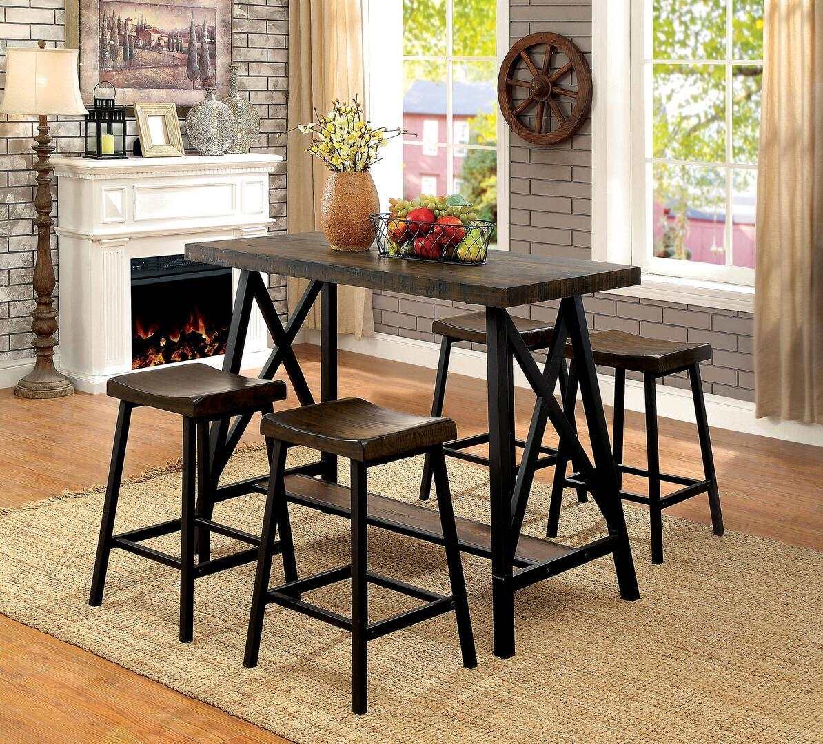 Lainey Medium Oak & Black Counter Ht. Stool (Set of 2) - Ornate Home