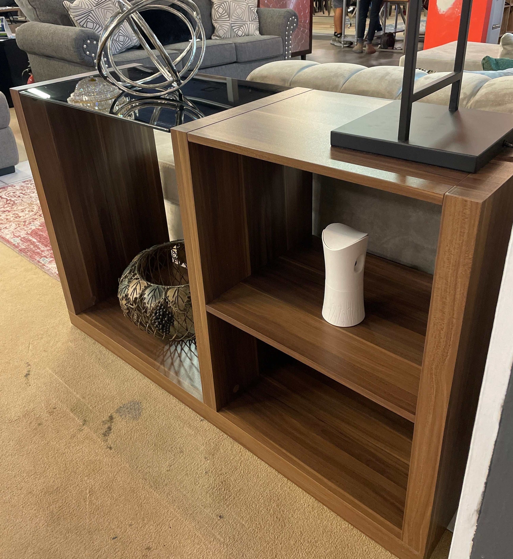 Langenthal Dark Walnut & Black Glass Top Sofa Table - Ornate Home