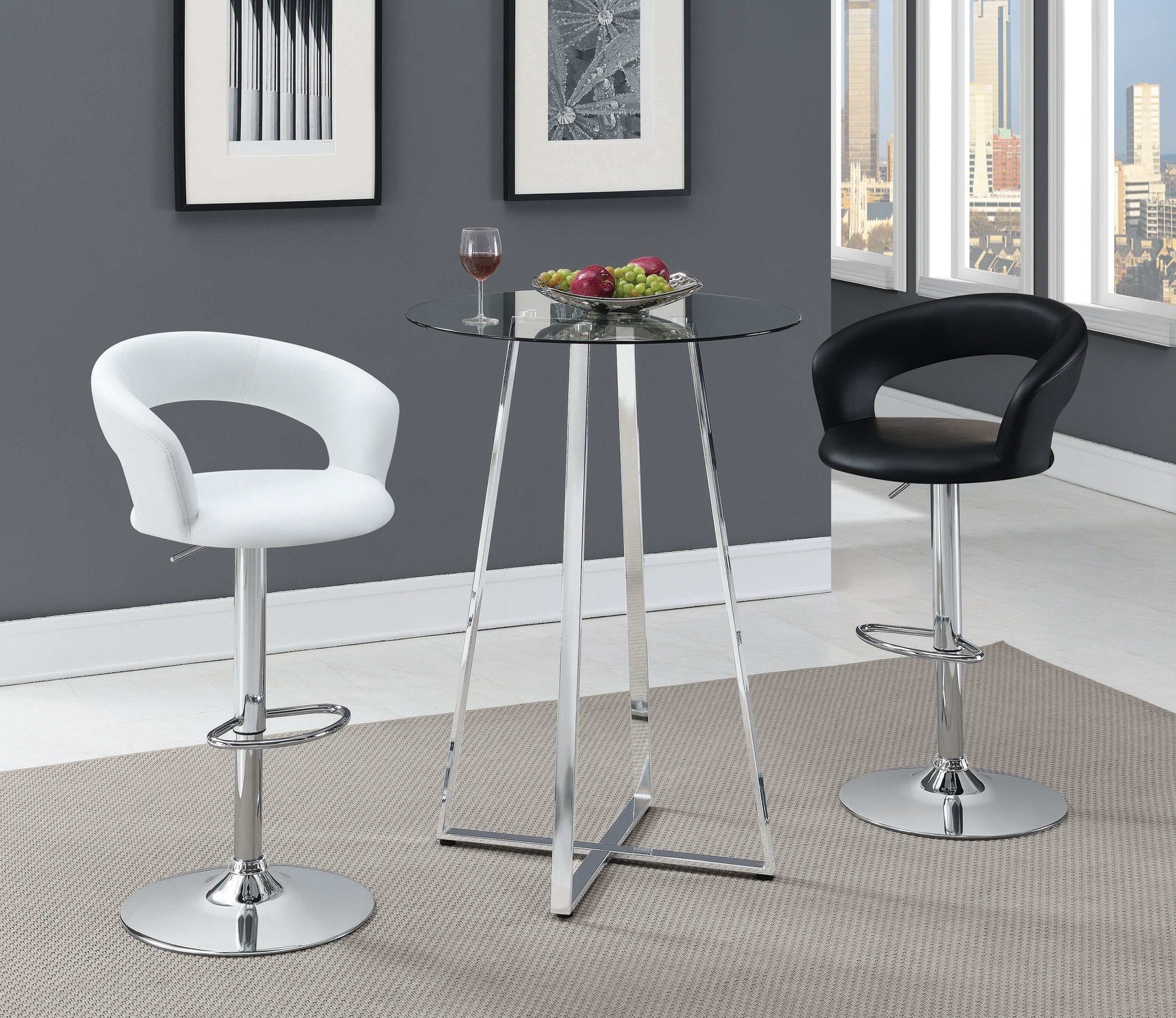 Lani Black & Chrome 29″ Adjustable Height Bar Stool - Ornate Home
