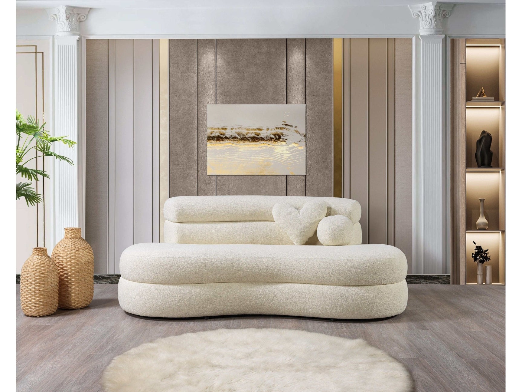 Larissa Ivory Boucle Loveseat - Ornate Home