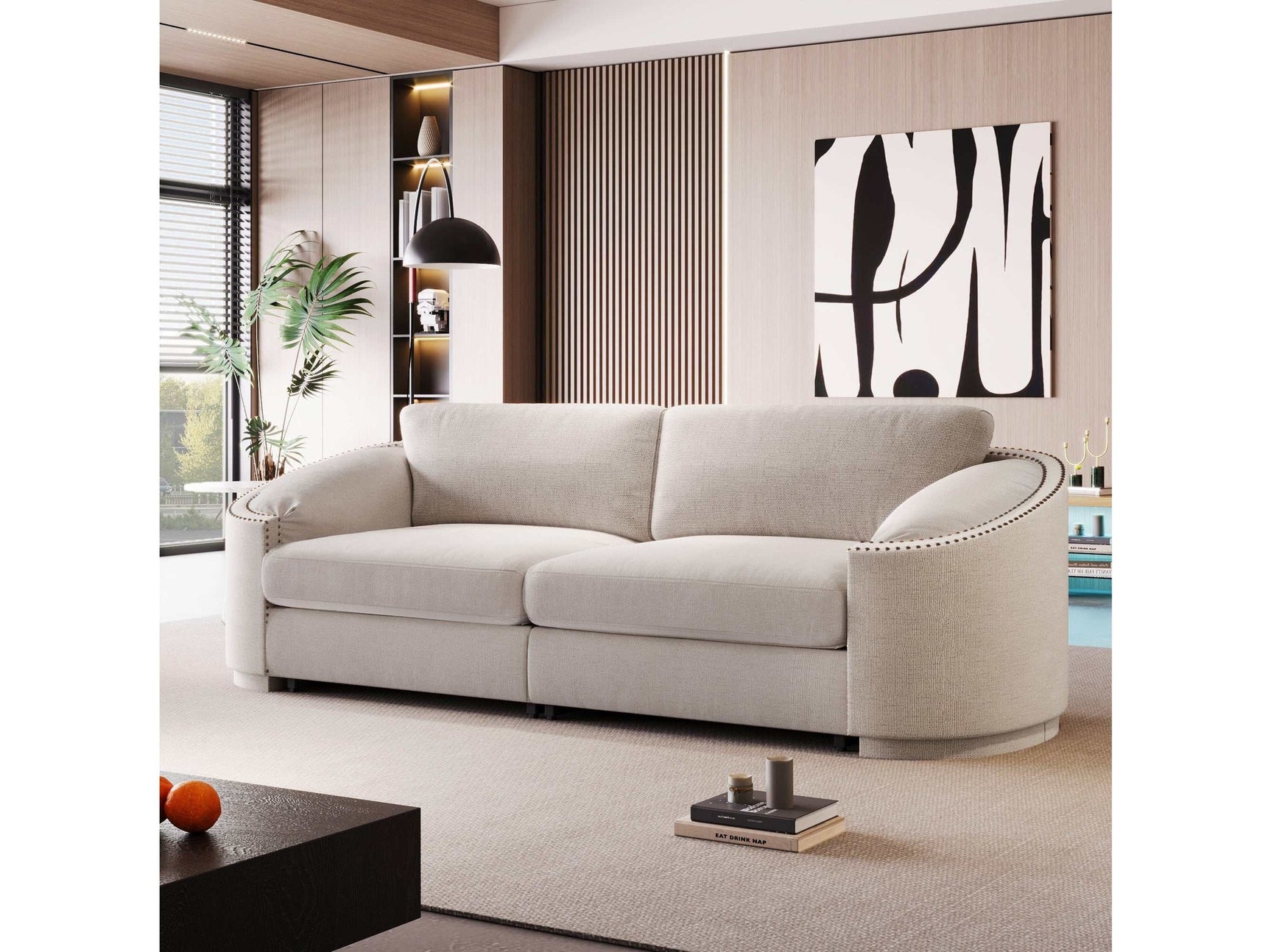 Lassen Semilunar Arm Sofa Beige - Ornate Home