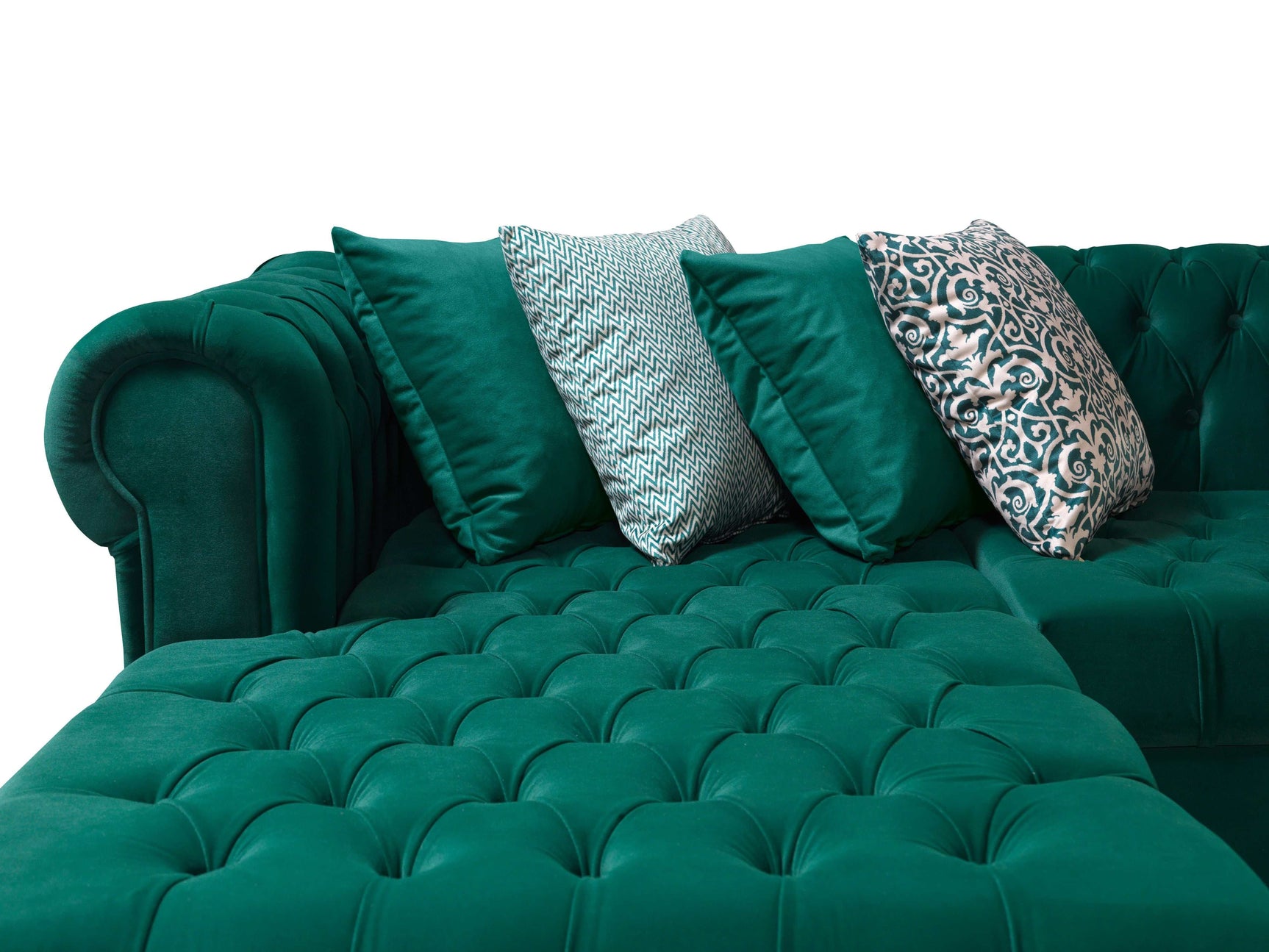 Lauren Green Velvet Double Chaise Sectional - Ornate Home