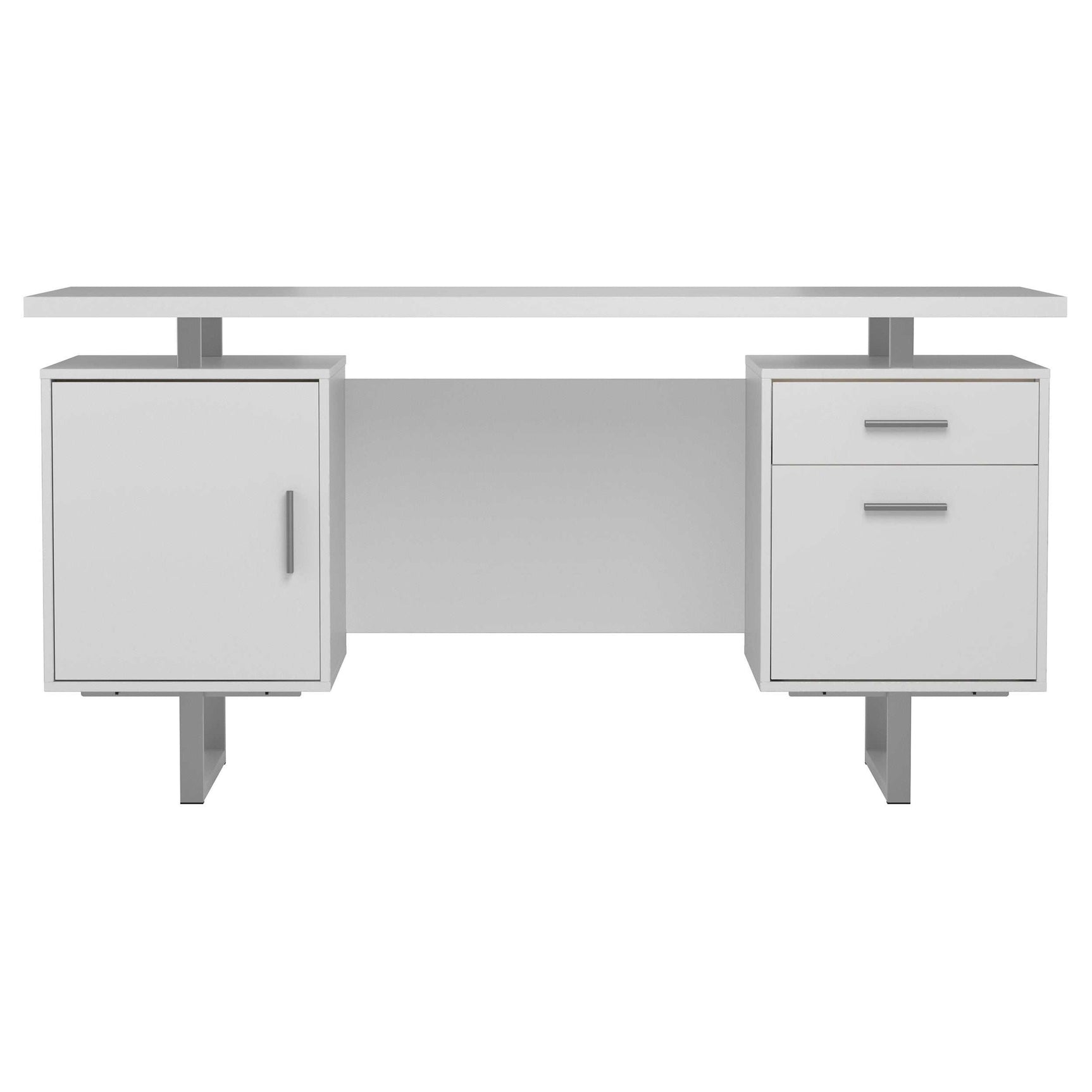 Lawtey High Gloss White / Silver Computer Desk - Ornate Home