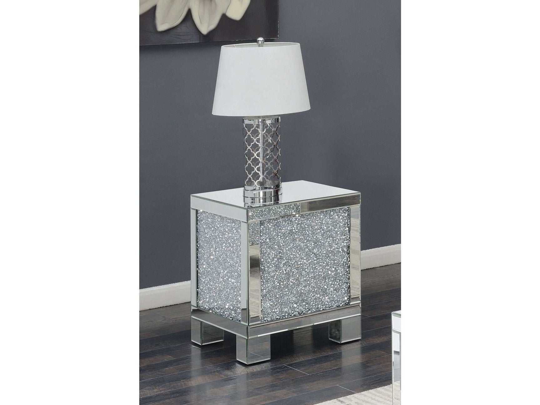 Layton Silver & Clear Mirror Square End Table - Ornate Home