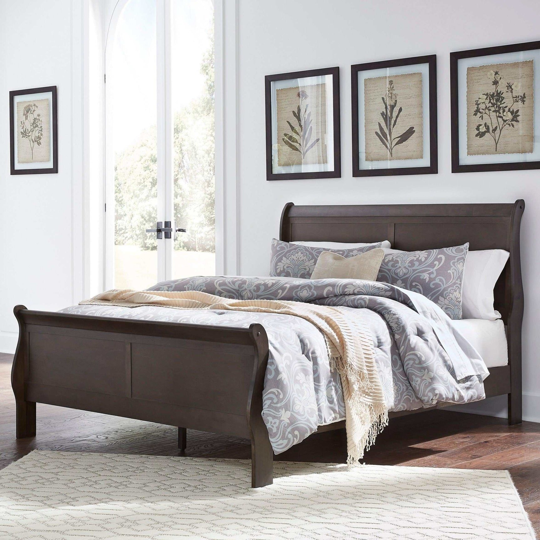 Leewarden Dark Brown Sleigh Bed - Ornate Home
