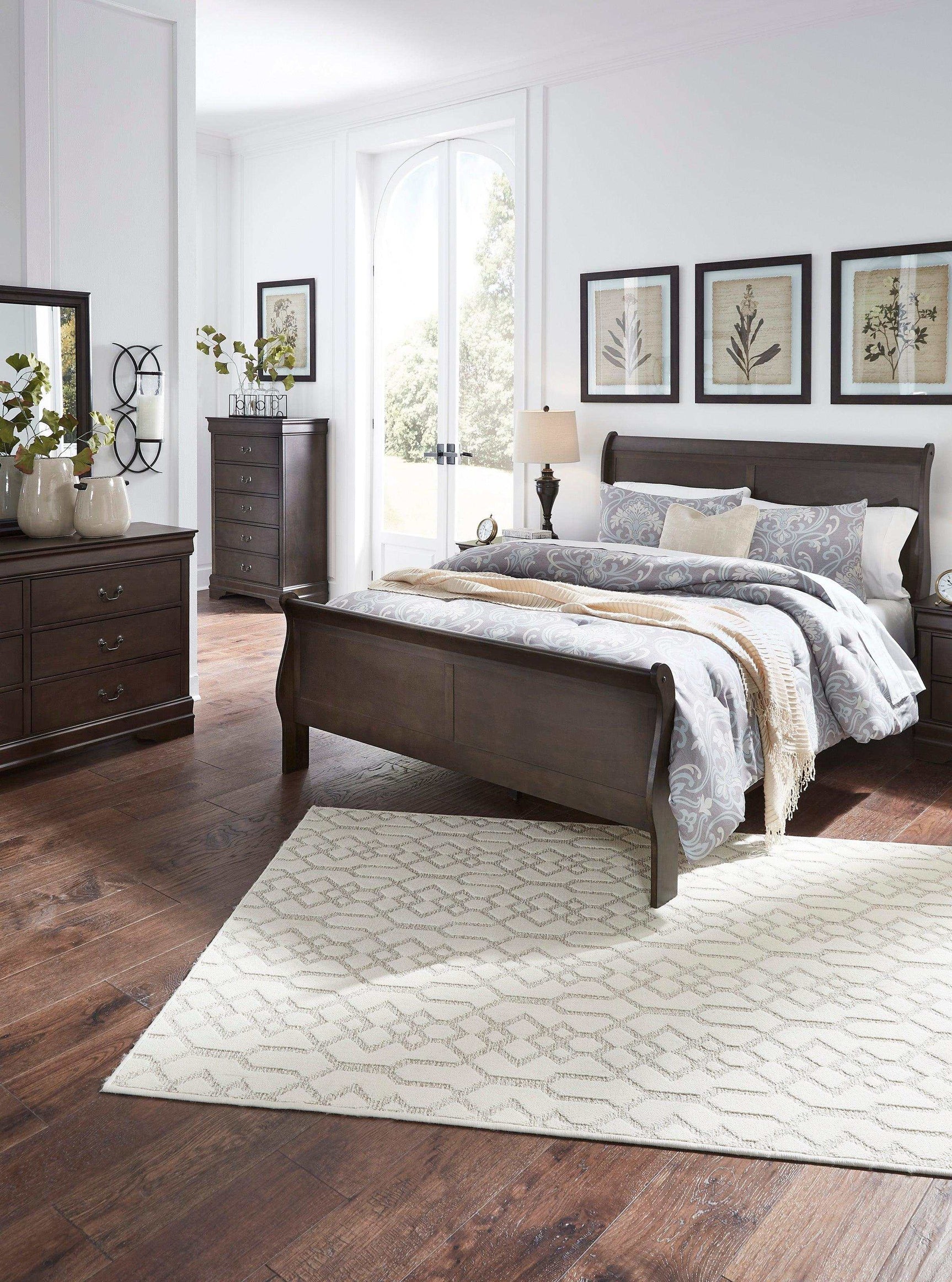 Leewarden Dark Brown Sleigh Bed - Ornate Home