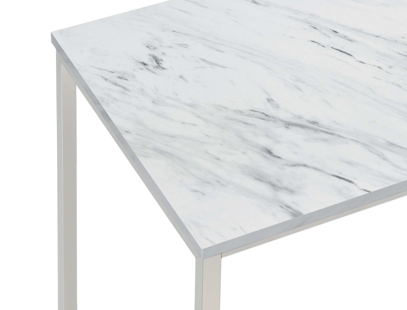 Leona Faux White Marble / Satin Nickel End Table - Ornate Home