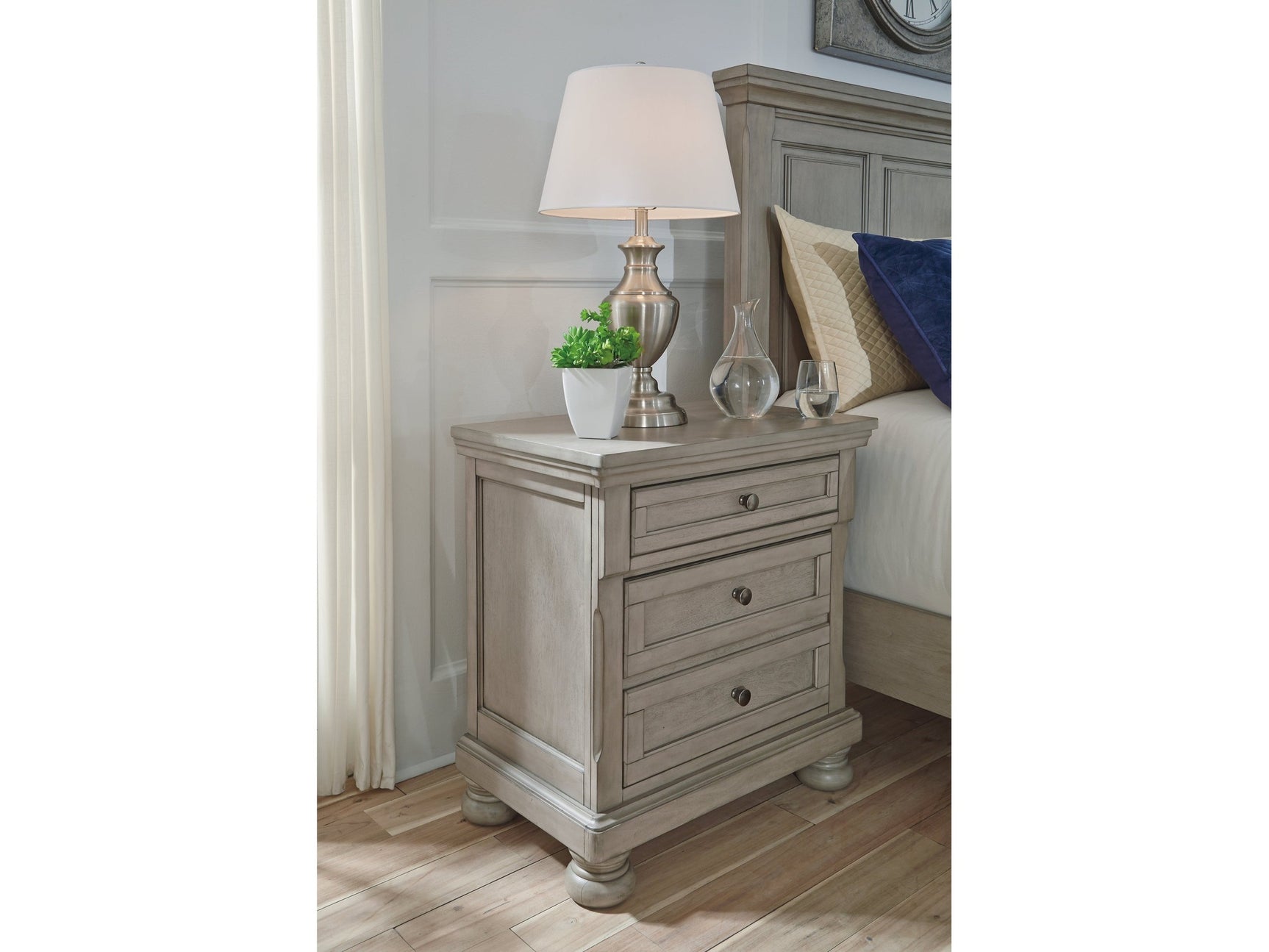Lettner Light Gray Nightstand - Ornate Home