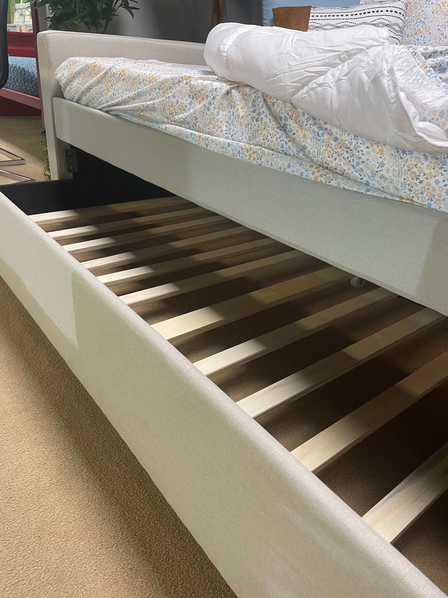 Lianna Fog Fabric Uph. Full Daybed w/Twin Trundle - Ornate Home