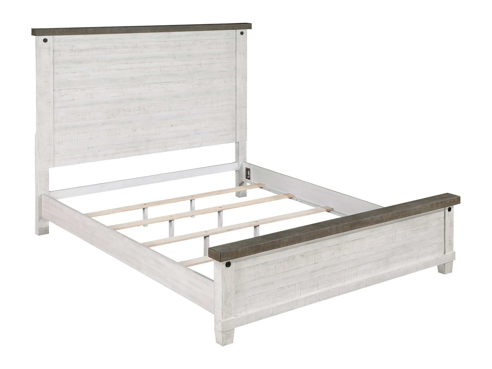 Lilith Grey / Distress White Queen Bed - Ornate Home