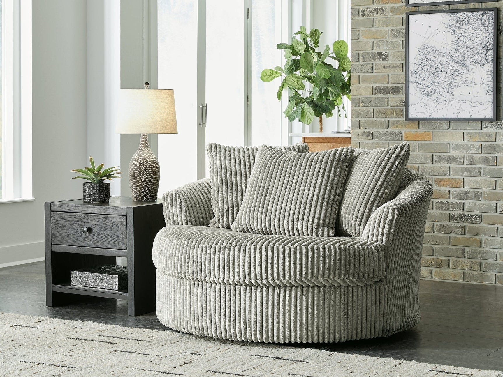 Lindyn Fog Oversized Swivel Accent Chair - Ornate Home