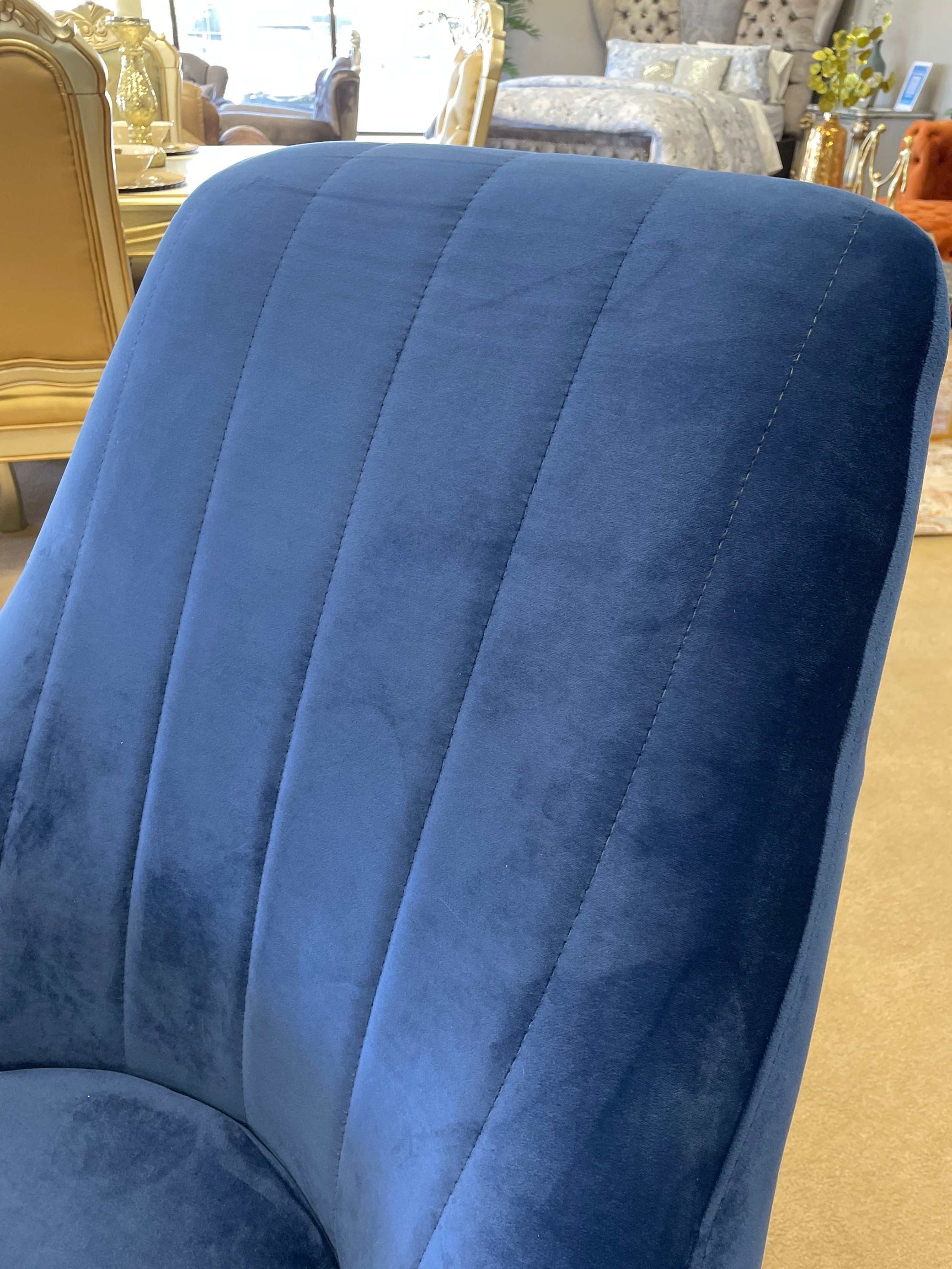 Linea Navy Blue Velvet Accent Chair - Ornate Home