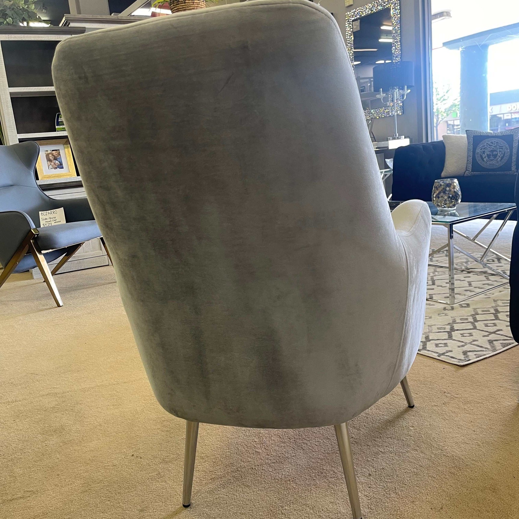 Linea Silver Velvet Accent Chair - Ornate Home