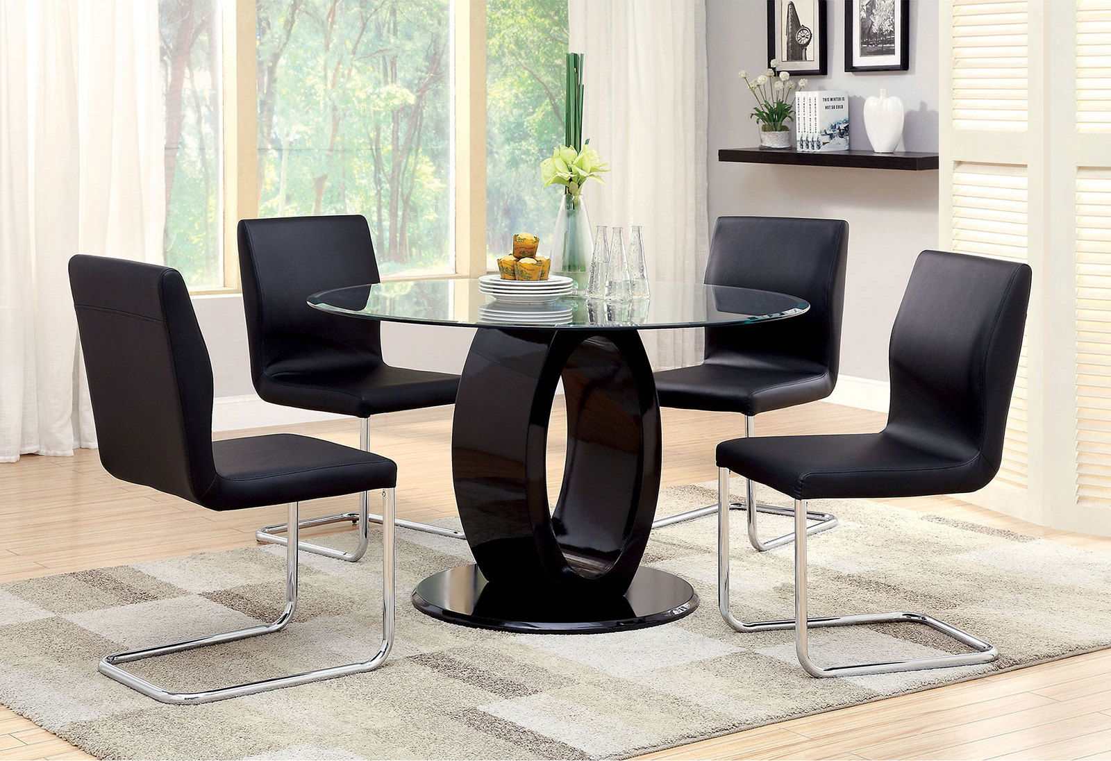Lodia Black & Chrome Dining Chair (Set of 2) - Ornate Home