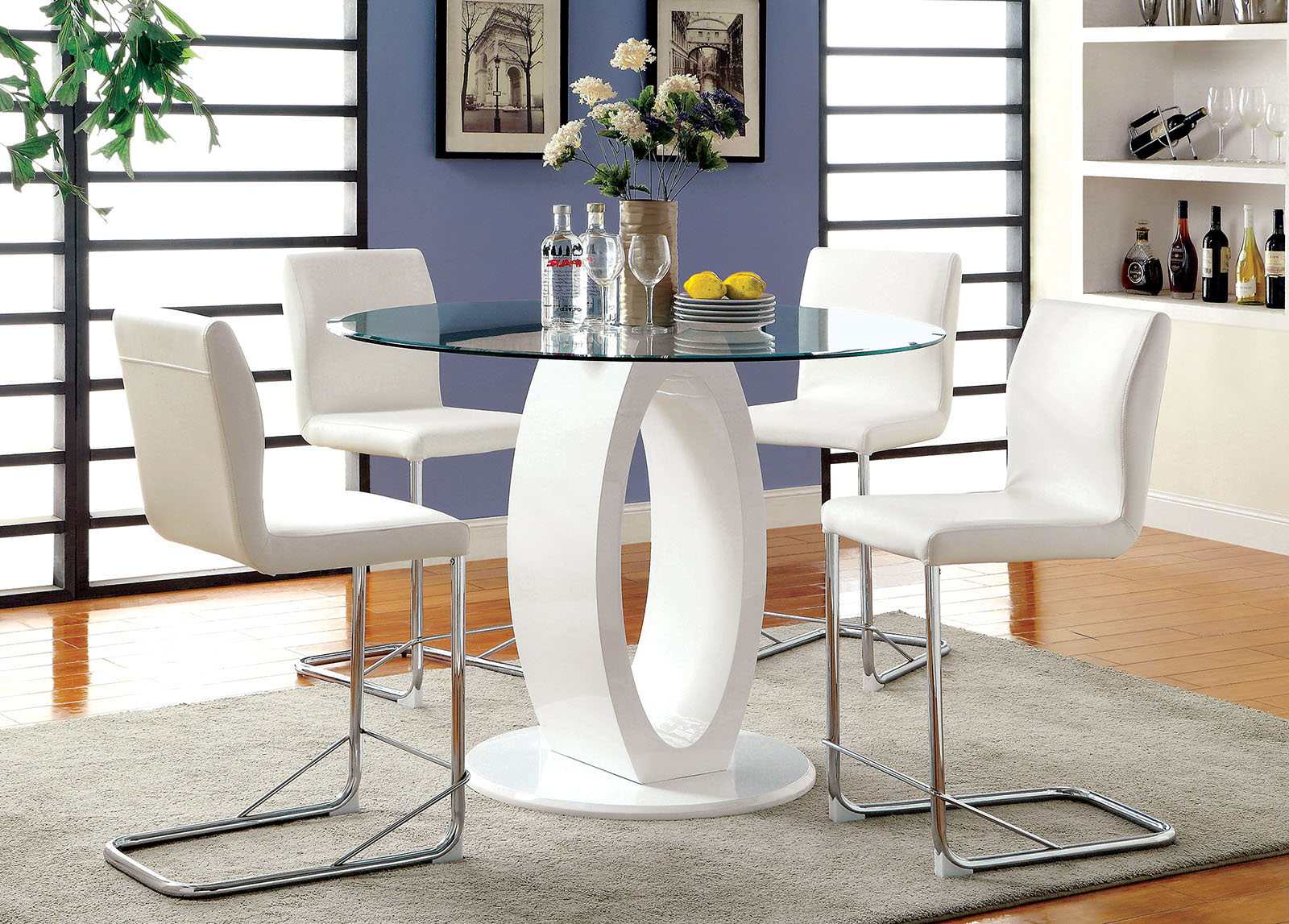 Lodia White & Chrome Counter Ht. Chair (Set of 2) - Ornate Home