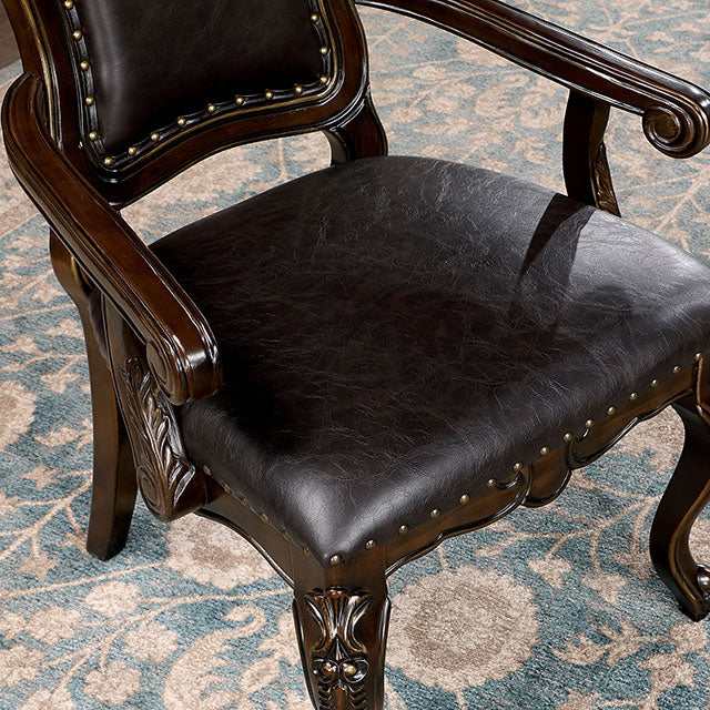 Lombardy Walnut/Dark Brown Arm Chair - Ornate Home