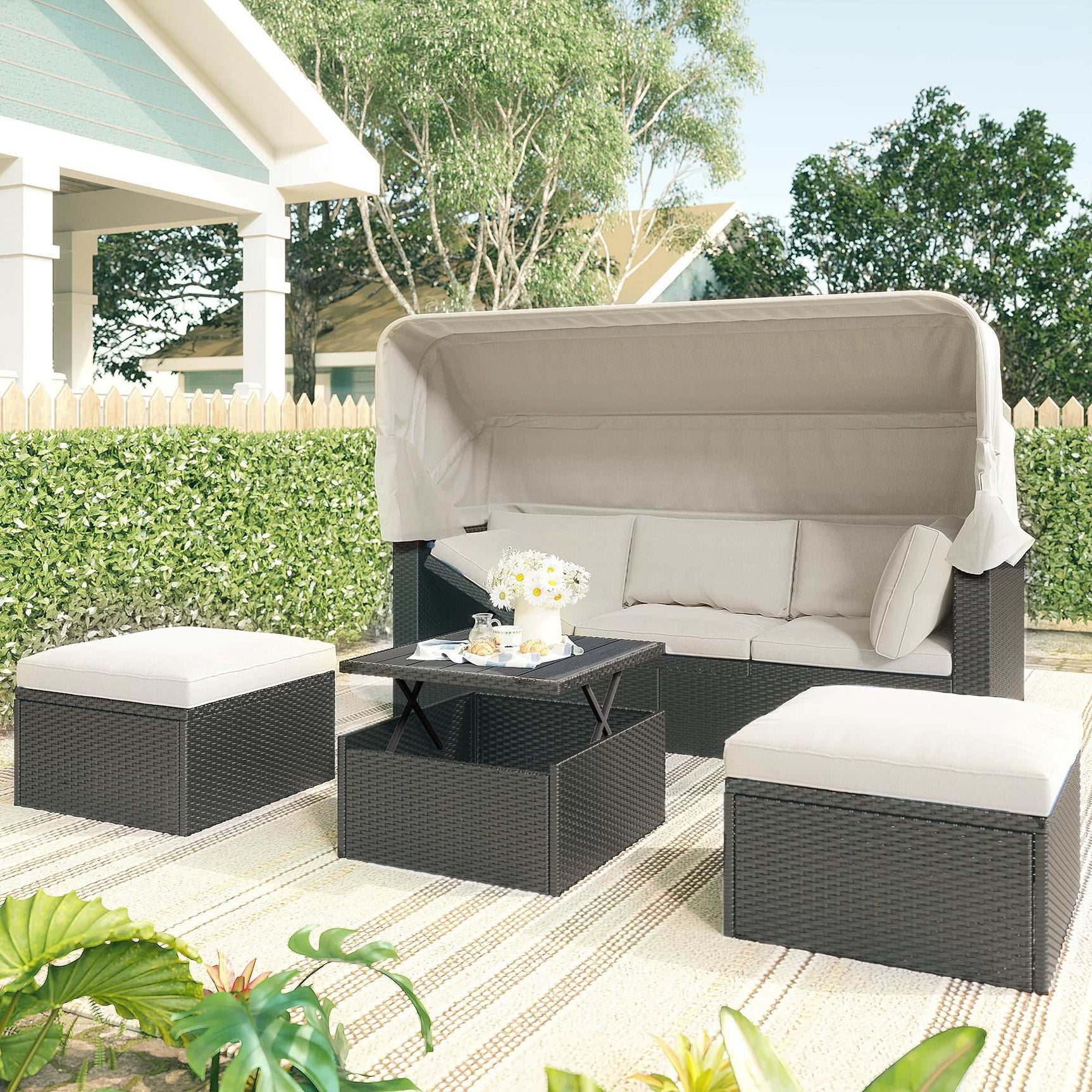 Los Padres Patio Rectangle Daybed Beige - Ornate Home
