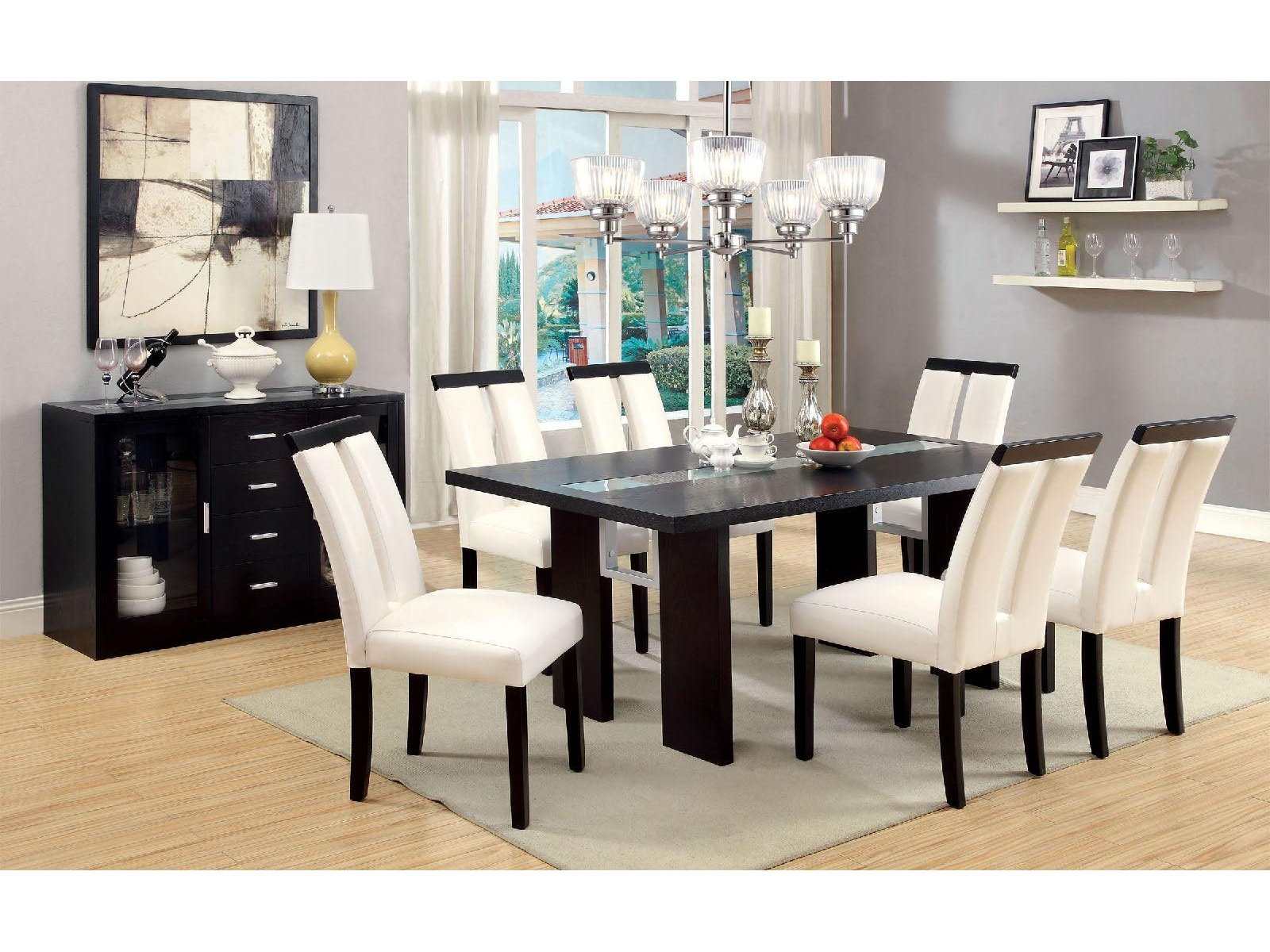 Luminar Black & White Dining Room Set / 7pc - Ornate Home